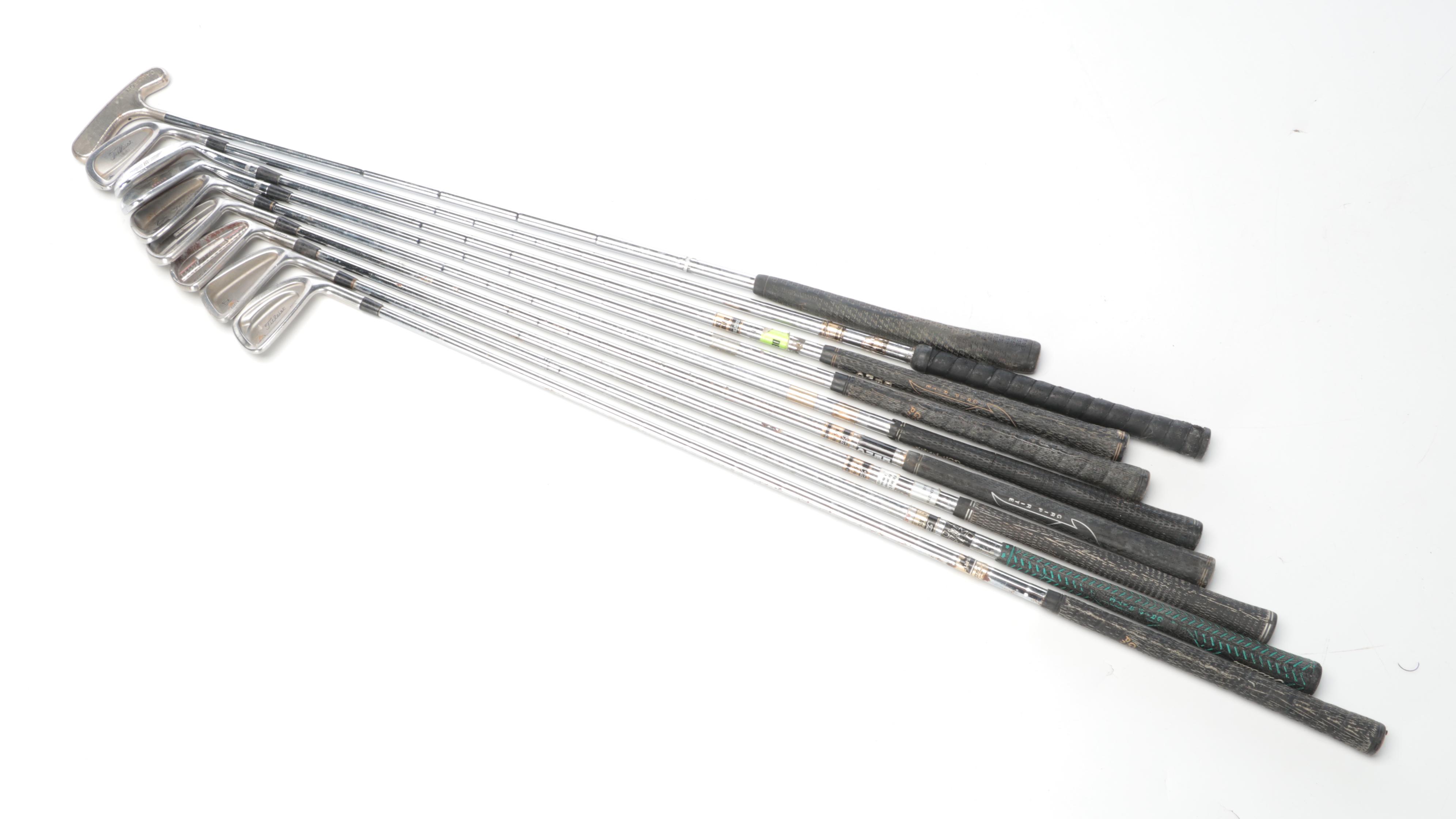 Titleist Irons, Cameron Putter and Titleist 20" Den Caddy Golf Bag