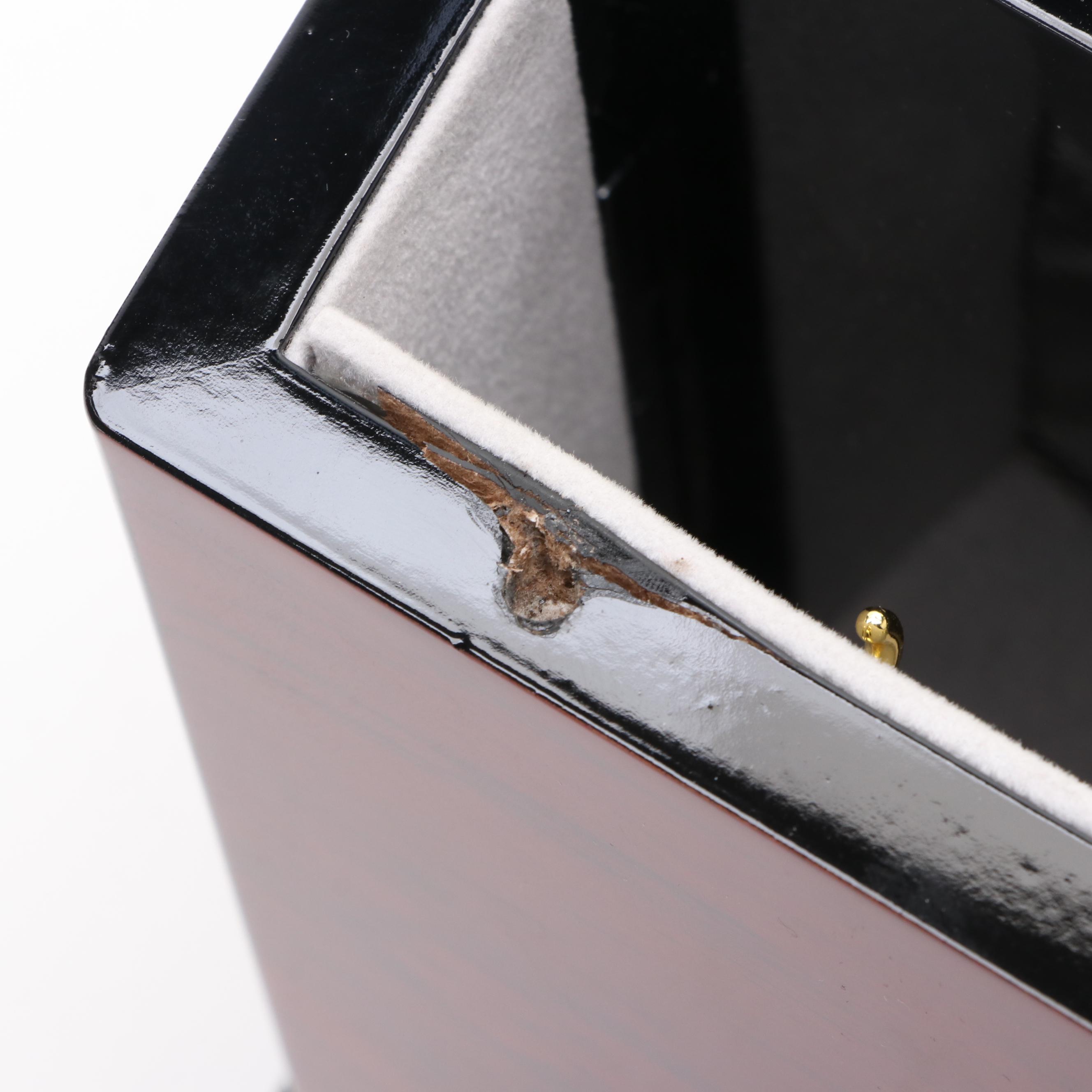 Jere High Gloss Mahogany and Walnut Finished Jewelry Box