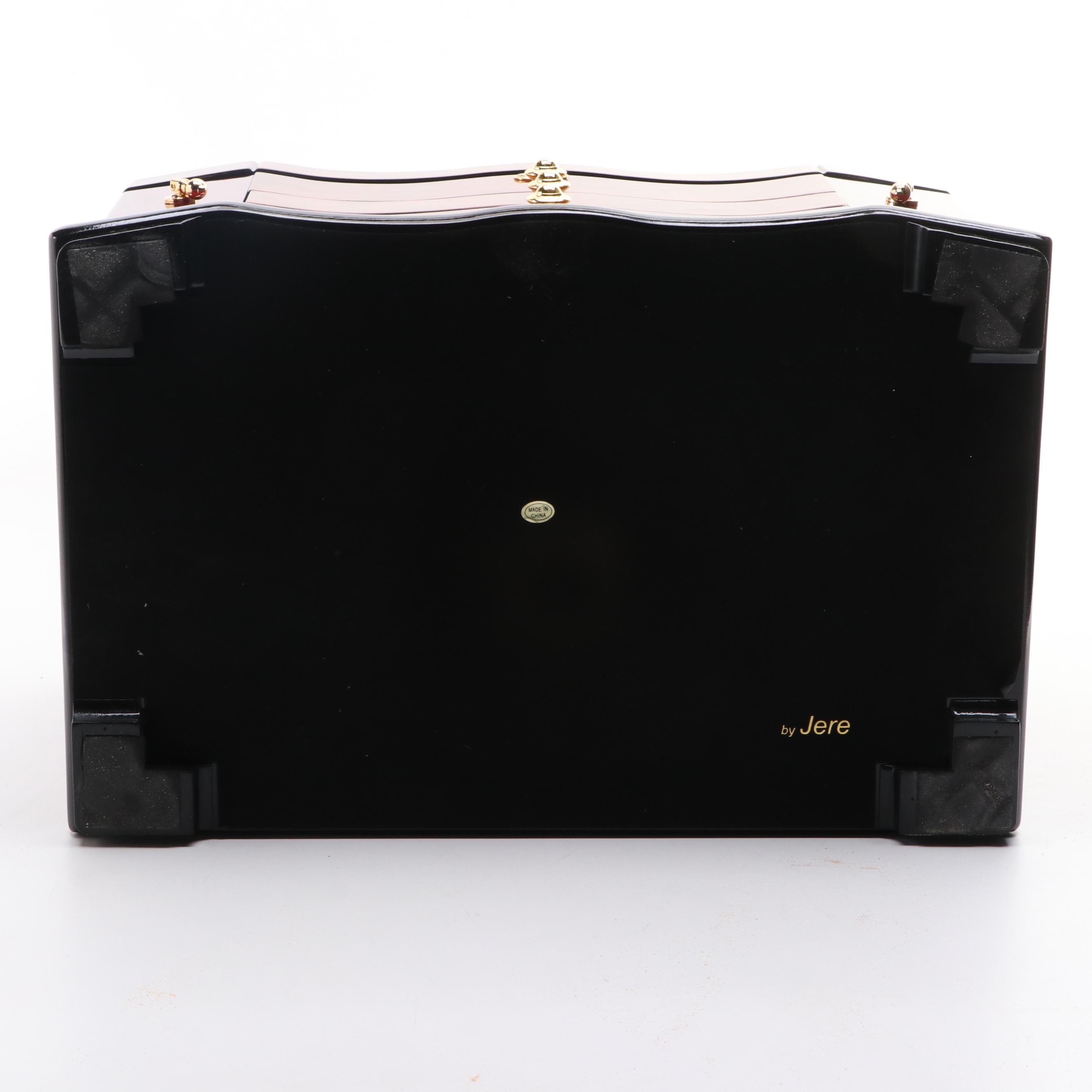 Jere High Gloss Mahogany and Walnut Finished Jewelry Box