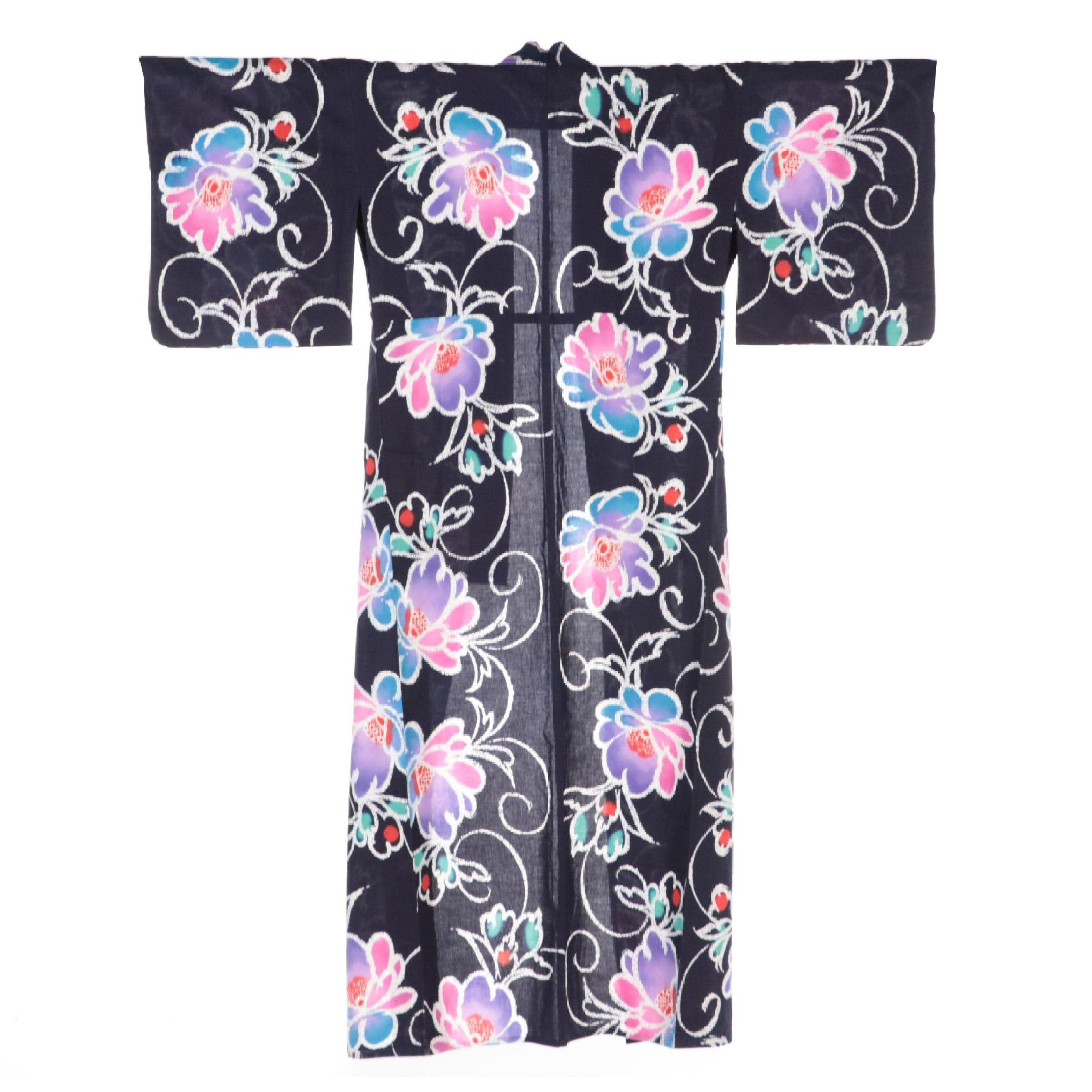 Japanese Lightweight Floral Dyed Cotton Yukata