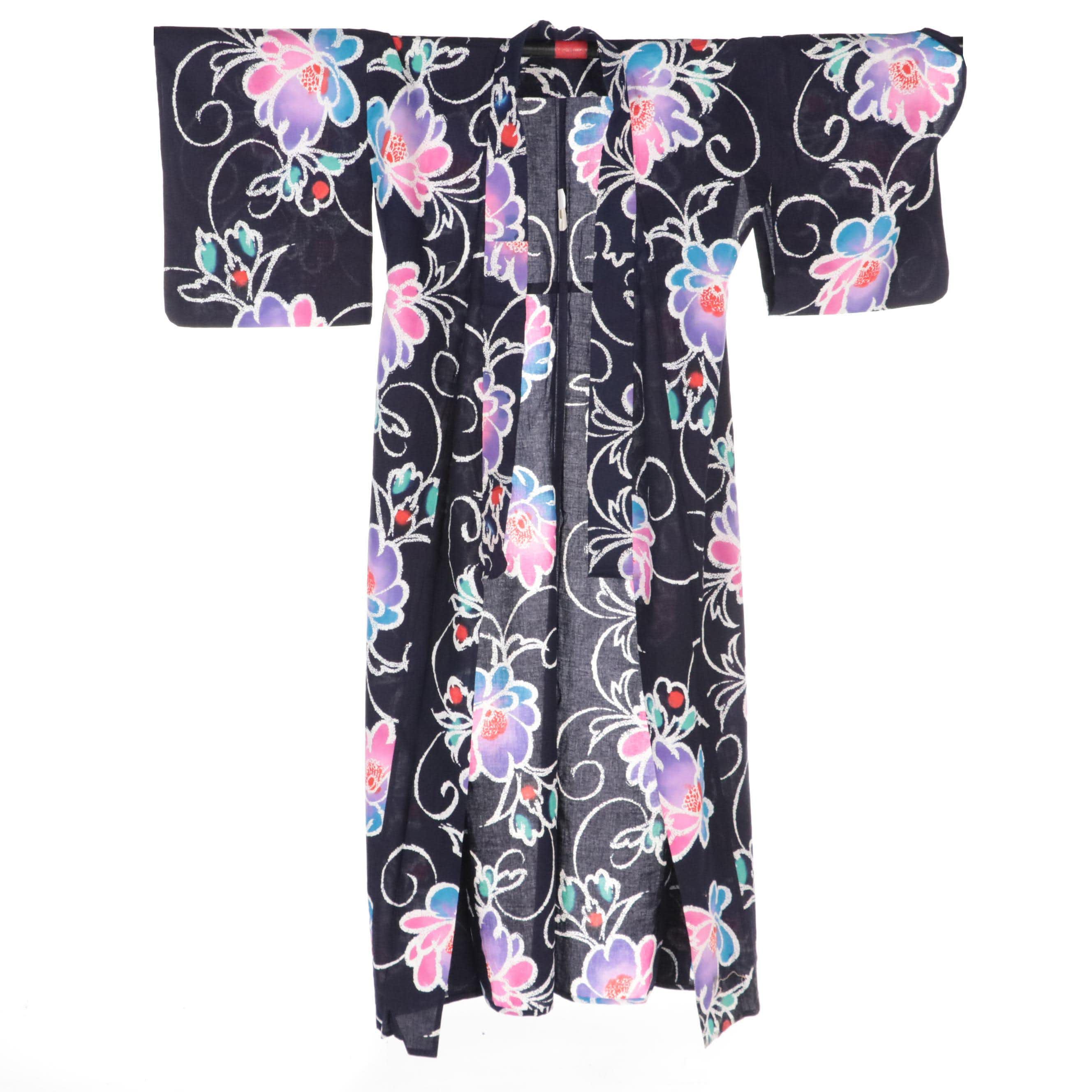 Japanese Lightweight Floral Dyed Cotton Yukata