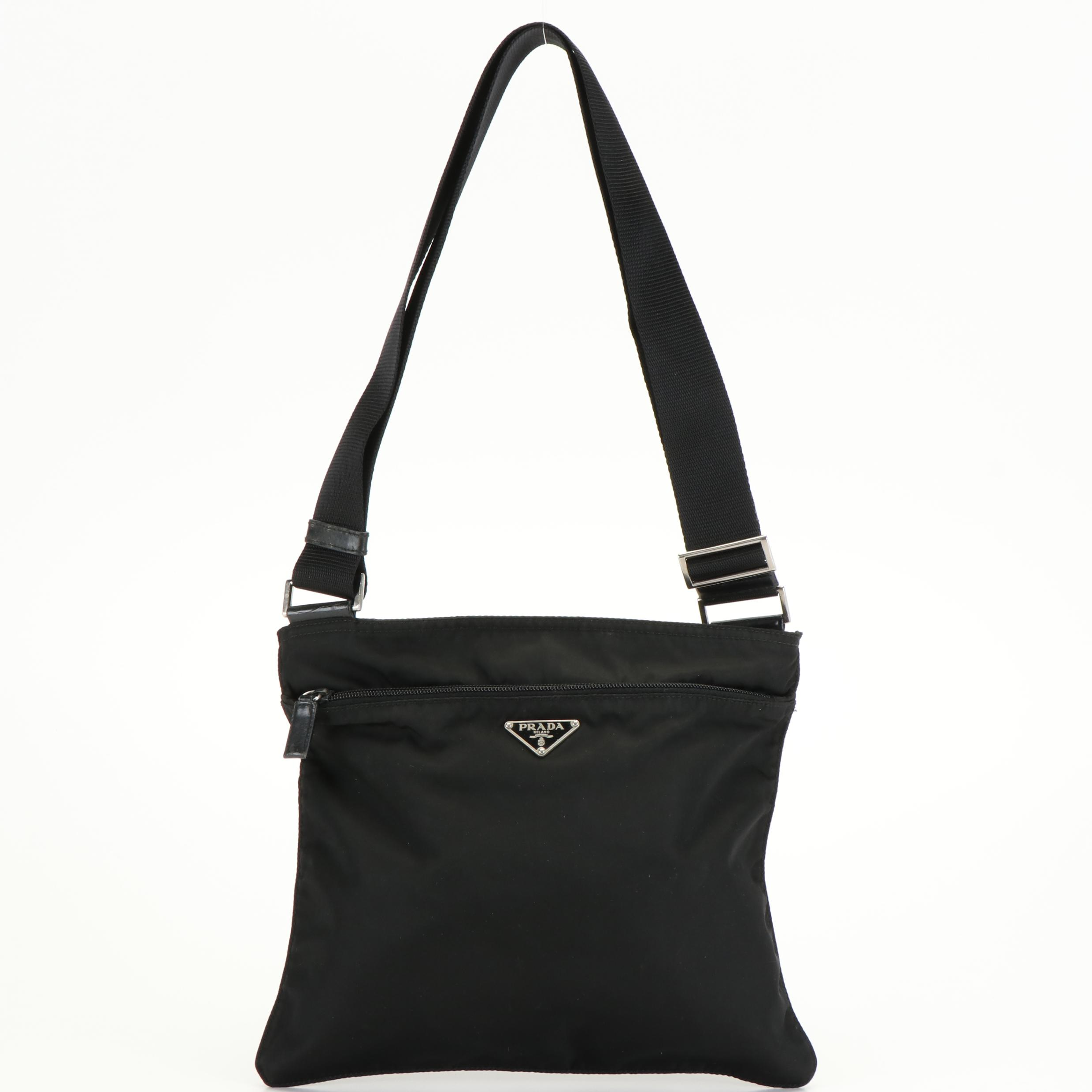 Prada Triangle Logo Black Tessuto Nylon Messenger Bag