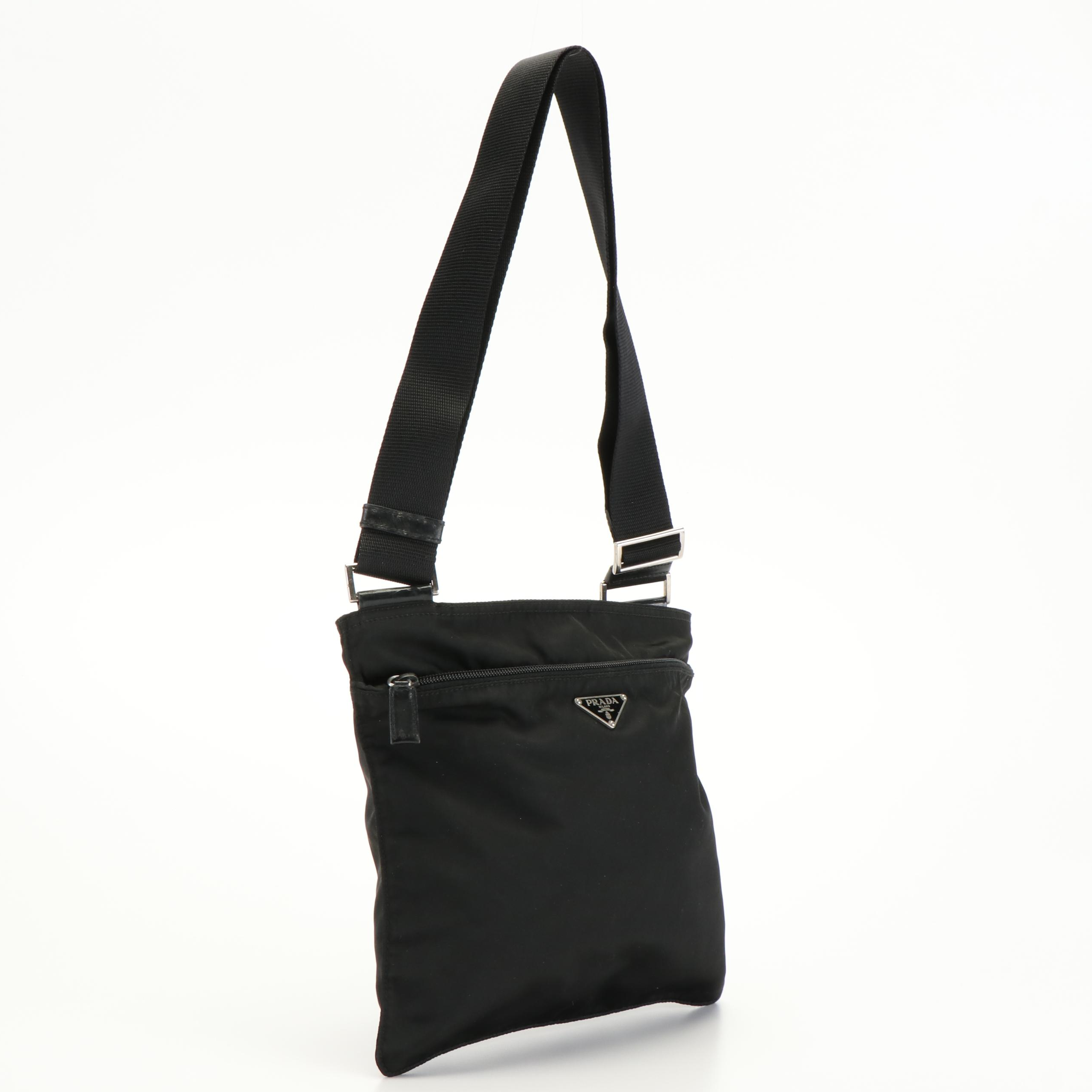Prada Triangle Logo Black Tessuto Nylon Messenger Bag