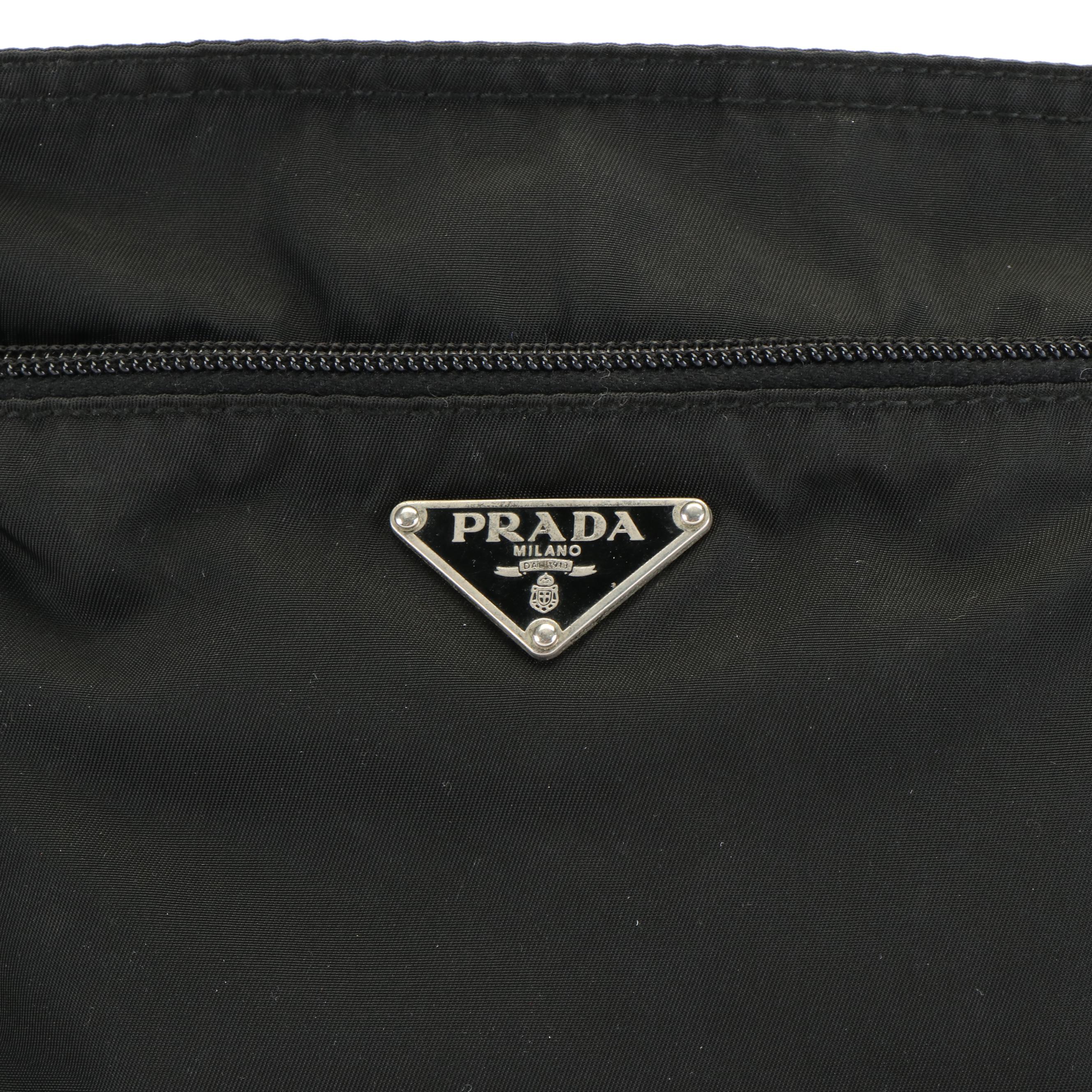 Prada Triangle Logo Black Tessuto Nylon Messenger Bag