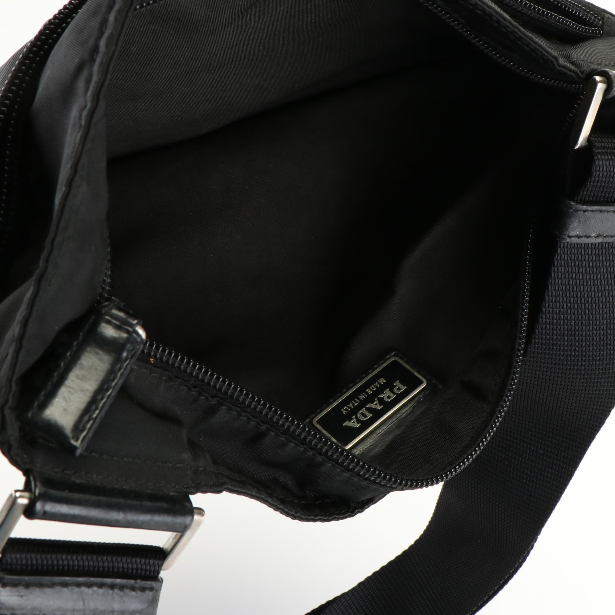 Prada Triangle Logo Black Tessuto Nylon Messenger Bag