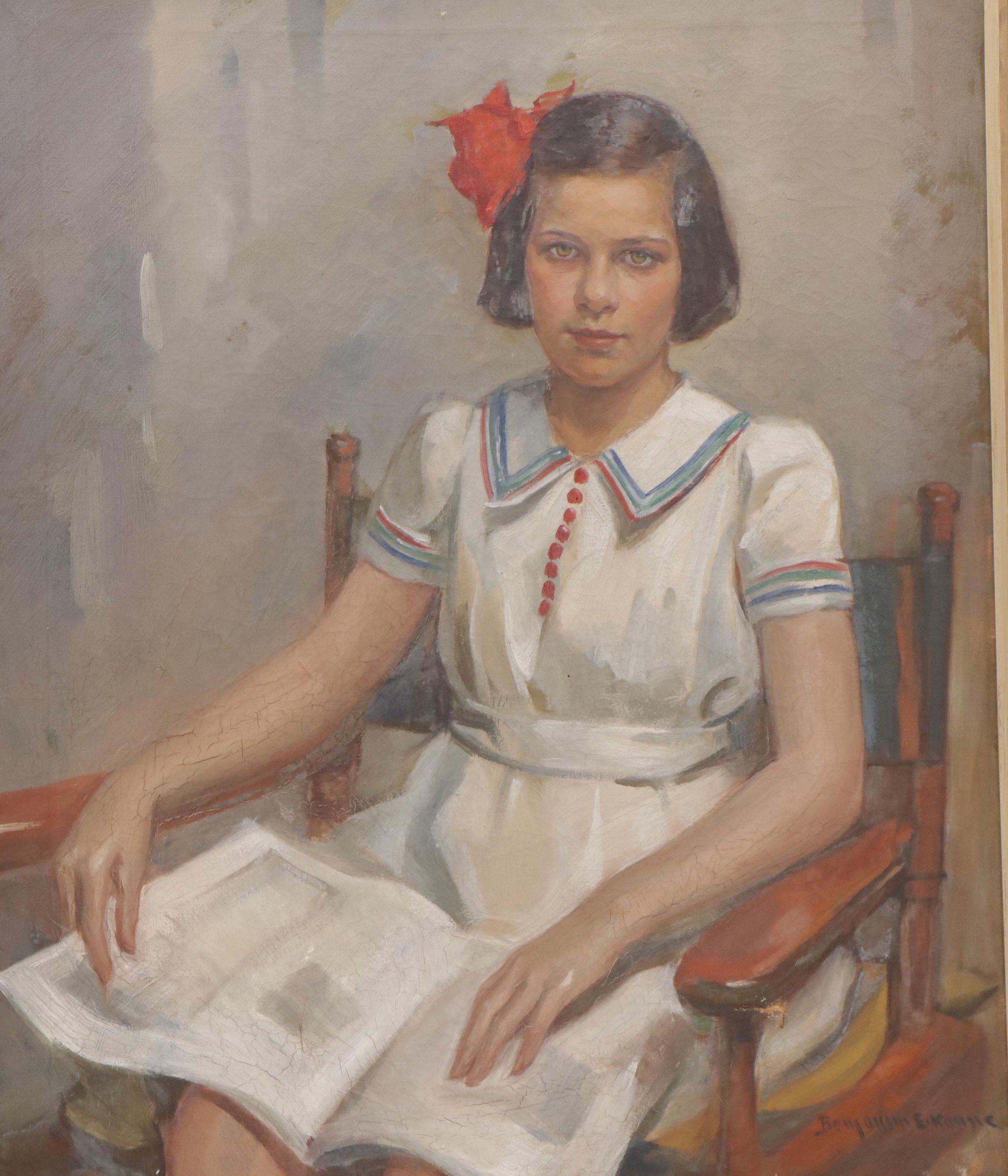 Benjamin Kanne Portrait of Girl With Book Oil Painting