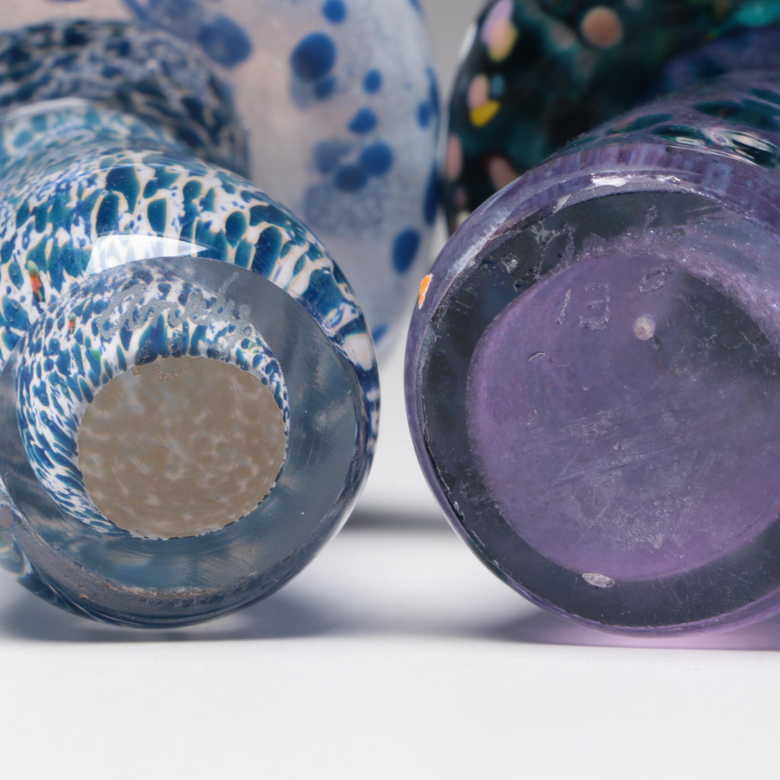 Andy Hudson Handblown Studio Art Glass Face Vase and Mushroom Figurines