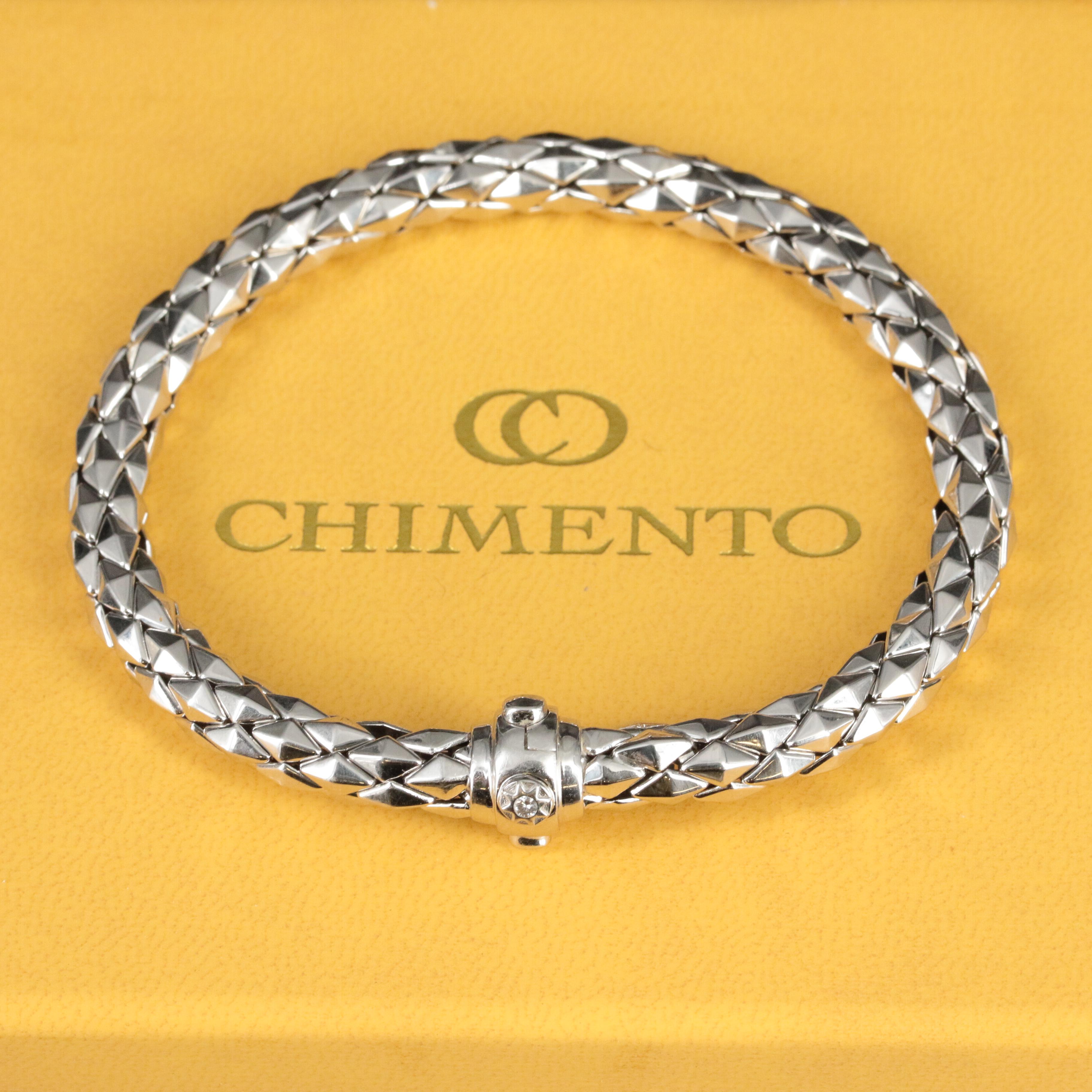 Chimento "Classic" 18K Pyramid Link Flexible Woven Bracelet with Diamond Accent