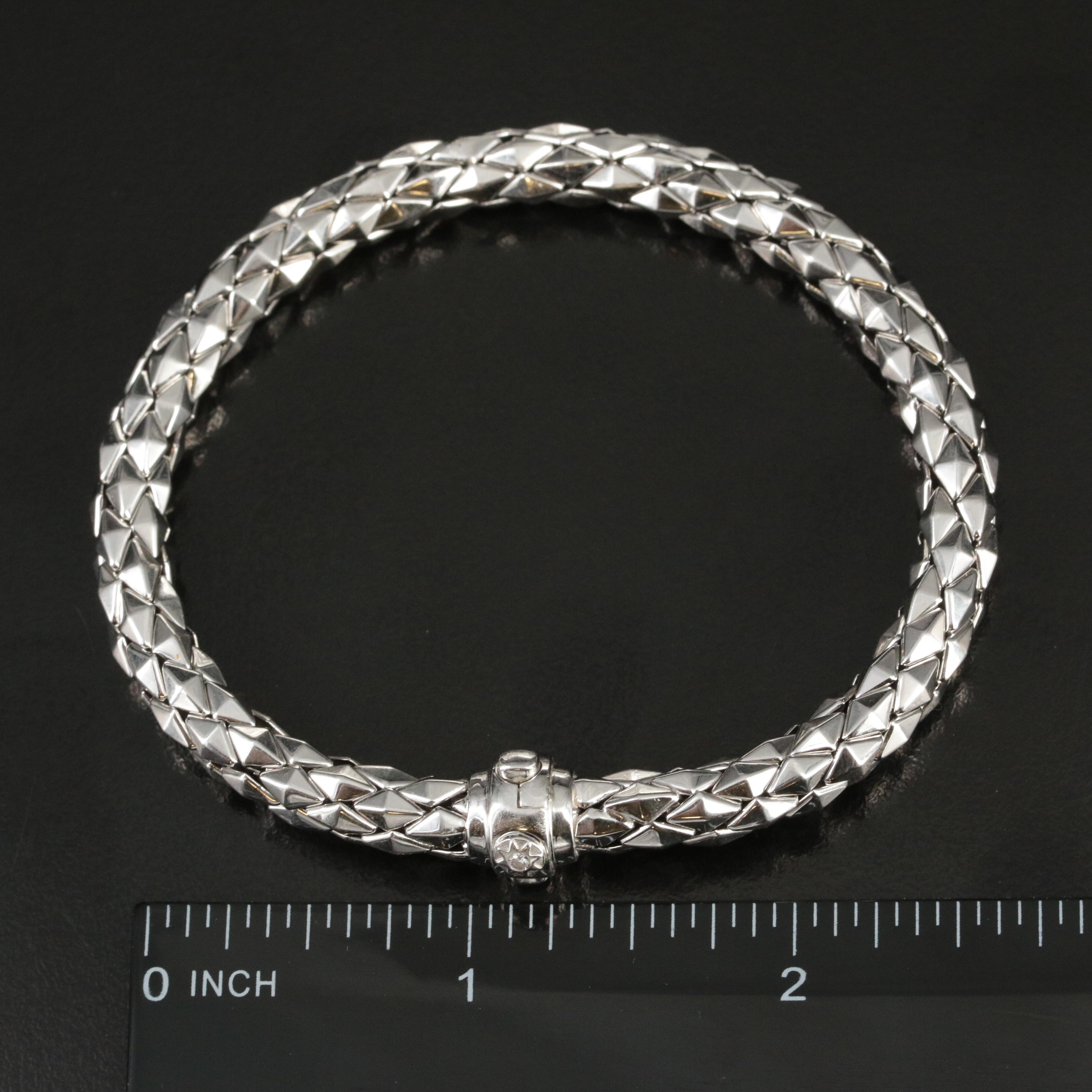 Chimento "Classic" 18K Pyramid Link Flexible Woven Bracelet with Diamond Accent