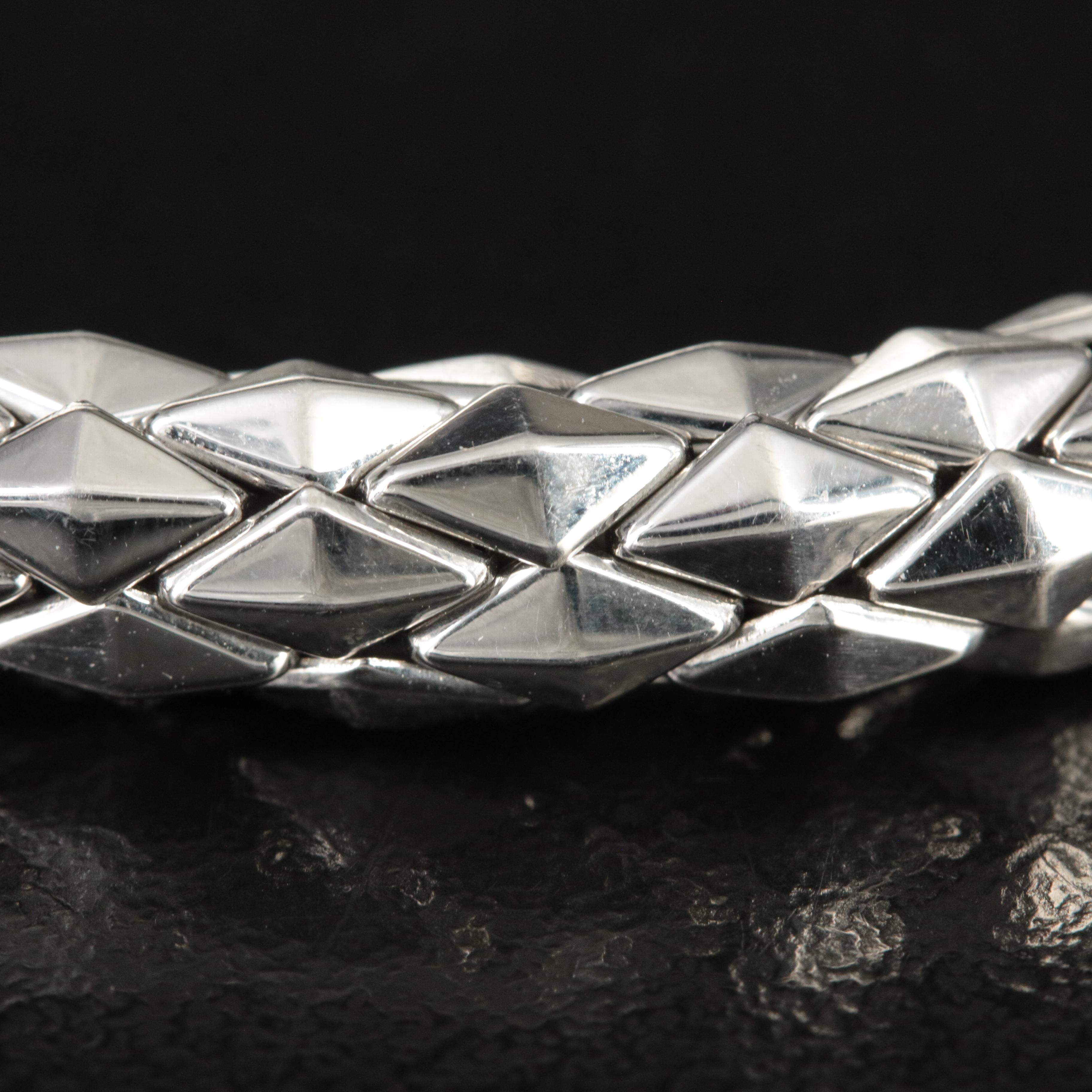 Chimento "Classic" 18K Pyramid Link Flexible Woven Bracelet with Diamond Accent