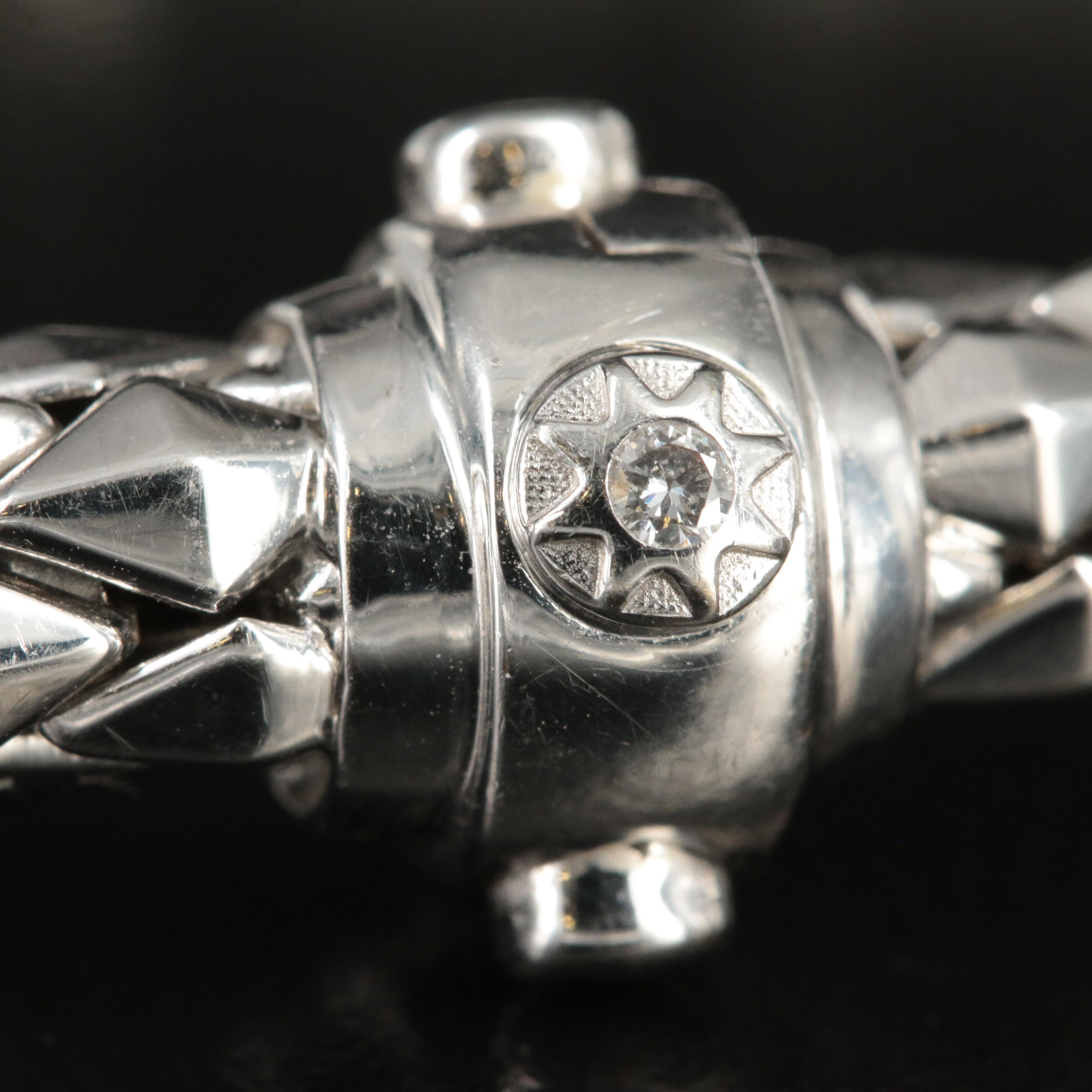 Chimento "Classic" 18K Pyramid Link Flexible Woven Bracelet with Diamond Accent