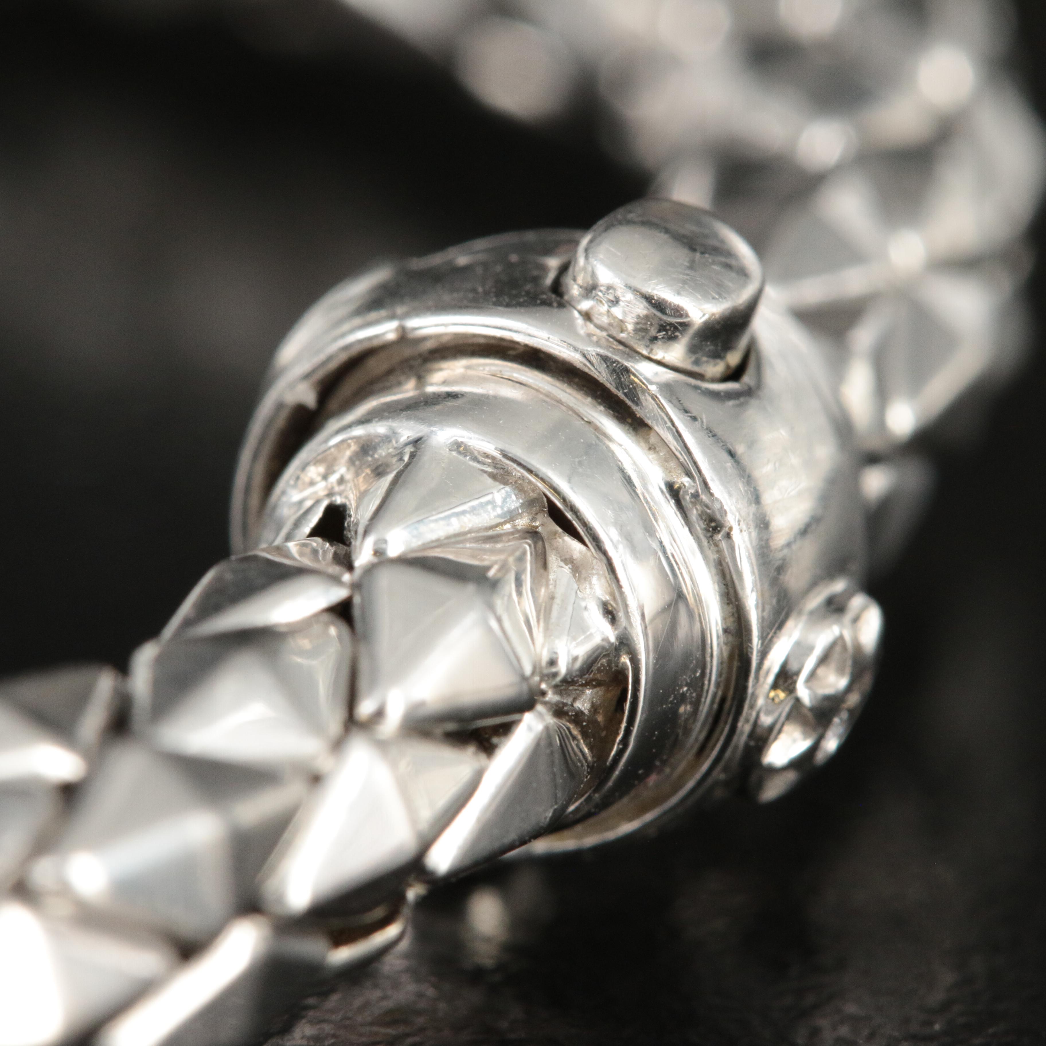 Chimento "Classic" 18K Pyramid Link Flexible Woven Bracelet with Diamond Accent