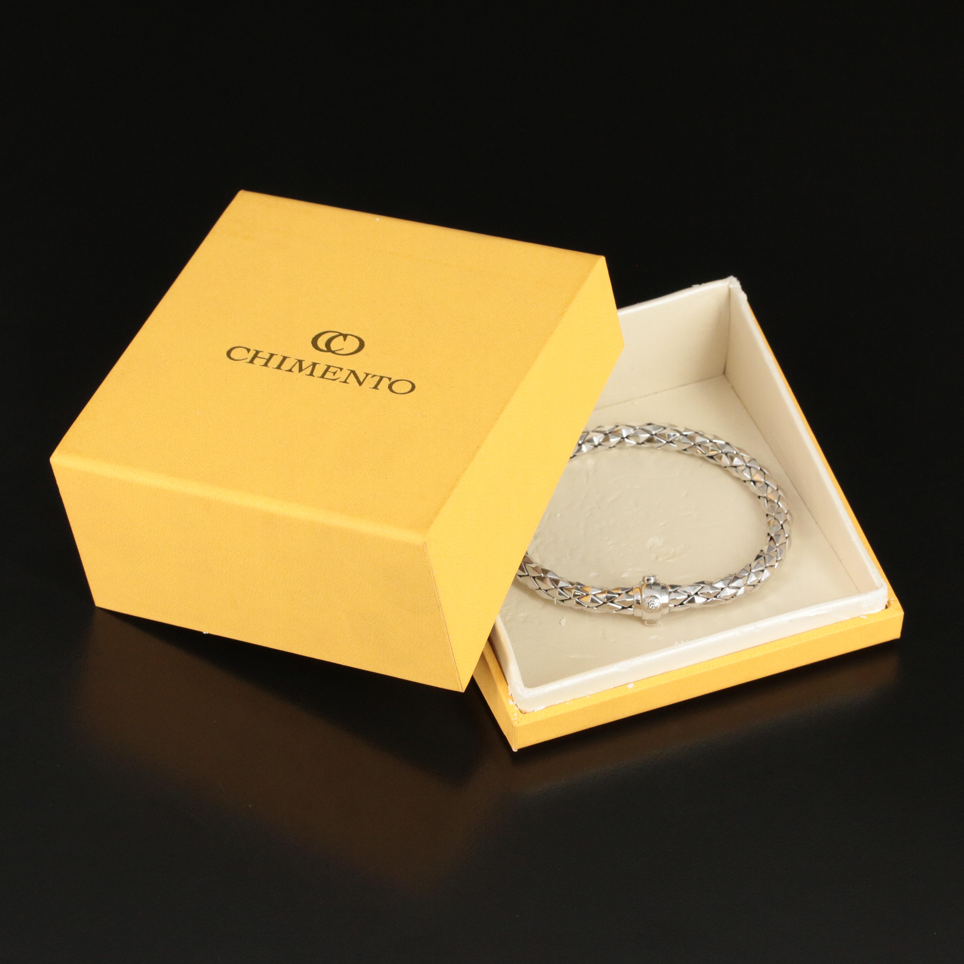 Chimento "Classic" 18K Pyramid Link Flexible Woven Bracelet with Diamond Accent