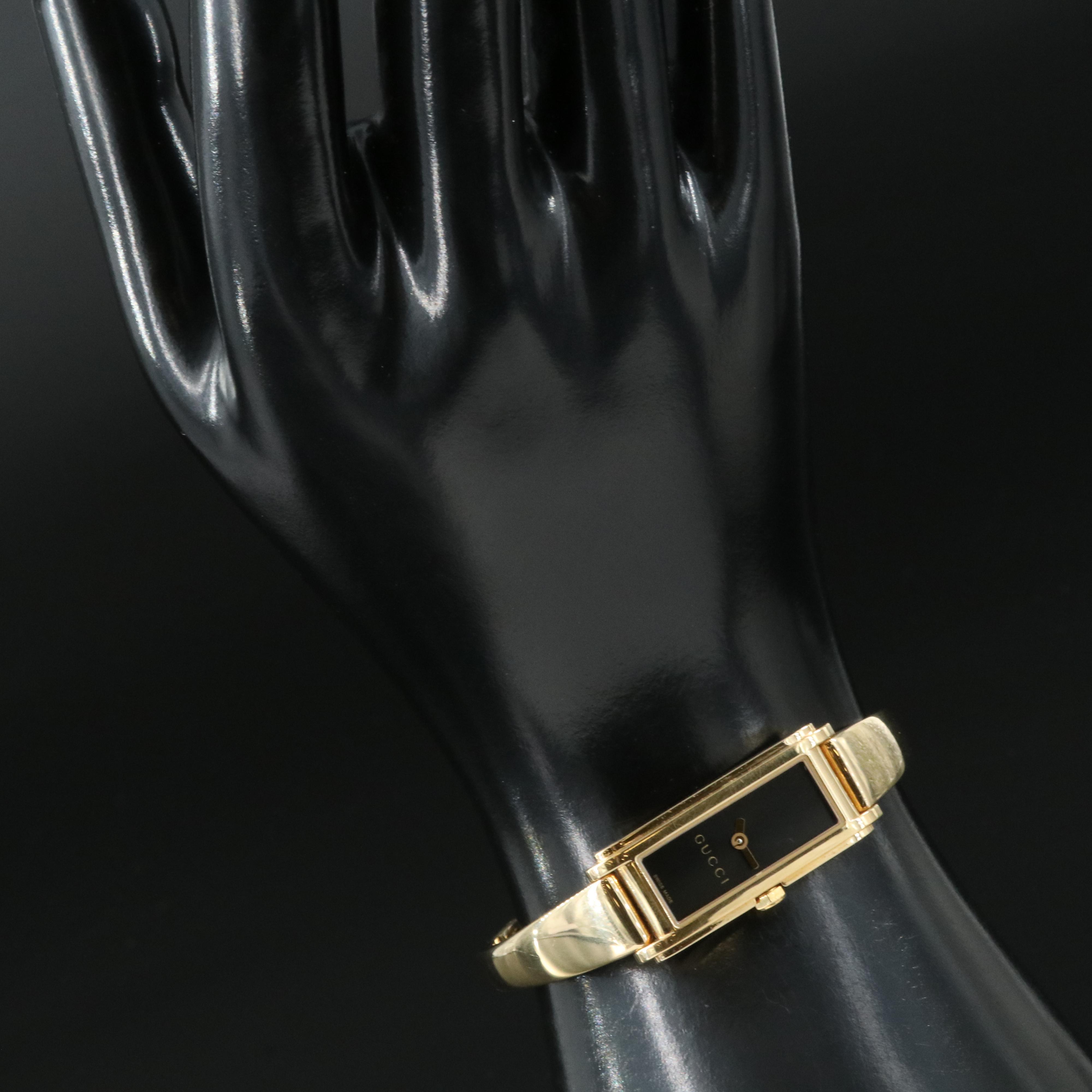 Gucci Gold Tone Stainless Steel Rectangle Watch