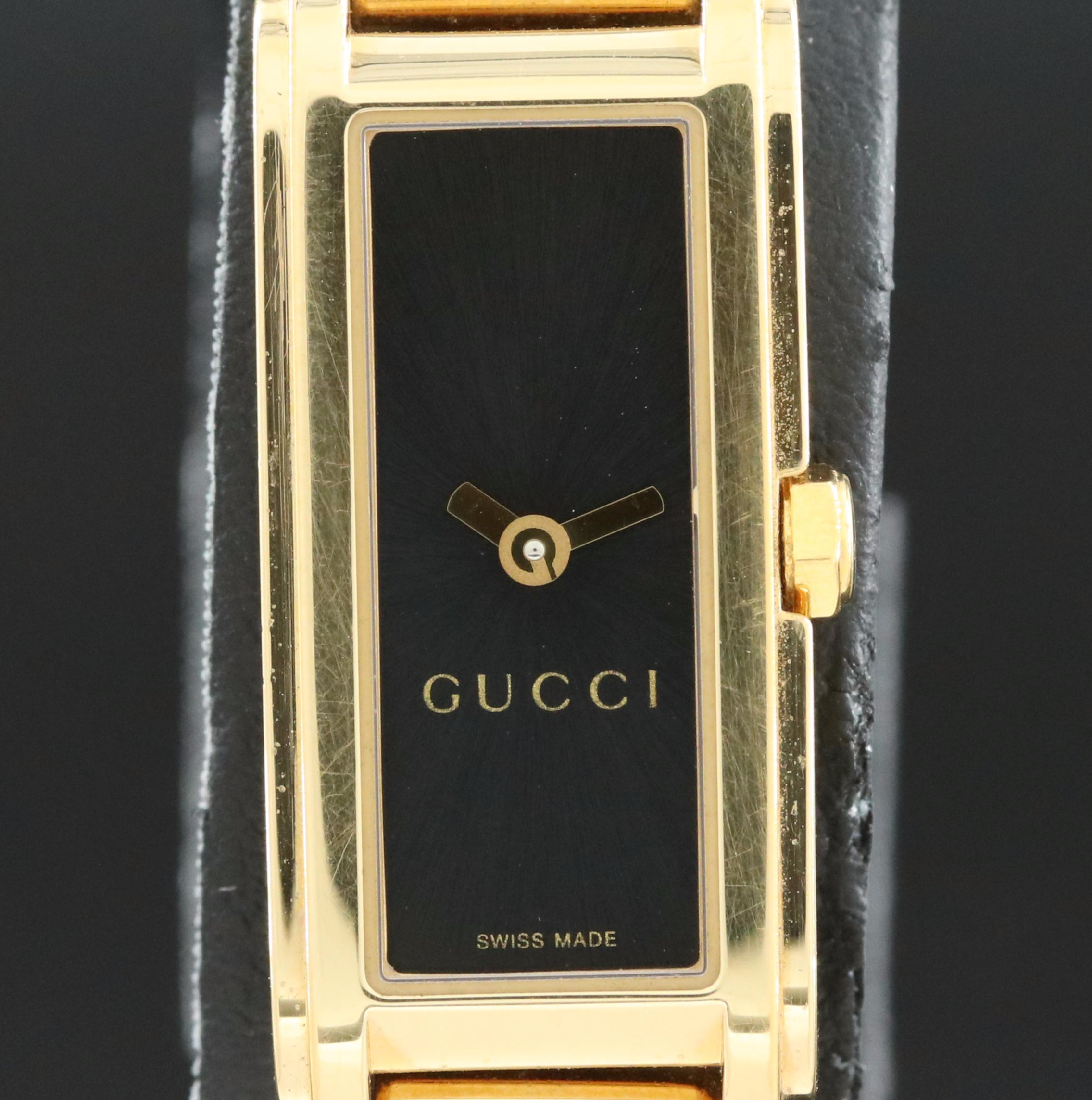 Gucci Gold Tone Stainless Steel Rectangle Watch