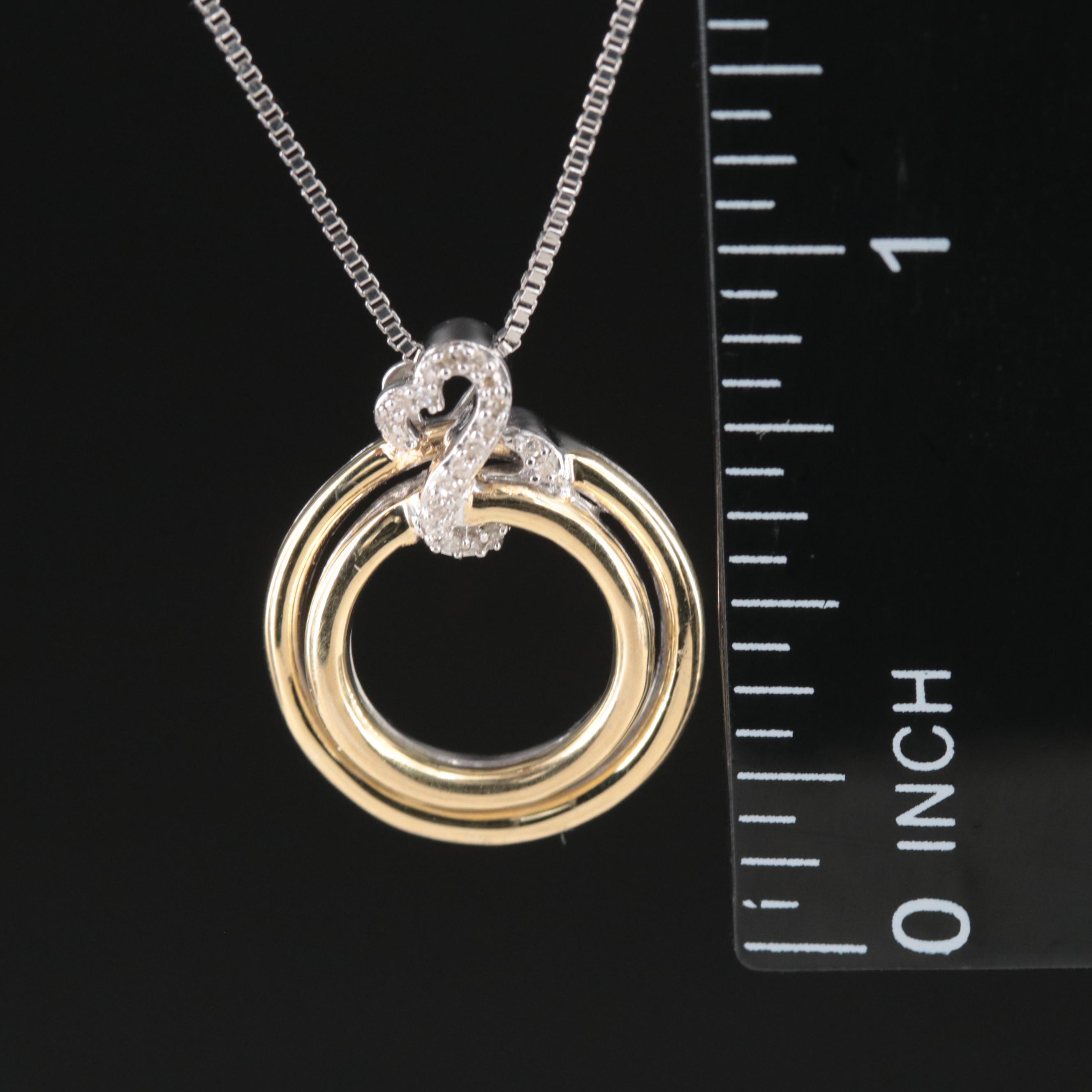 Sterling Diamond Necklace with 10K Accent