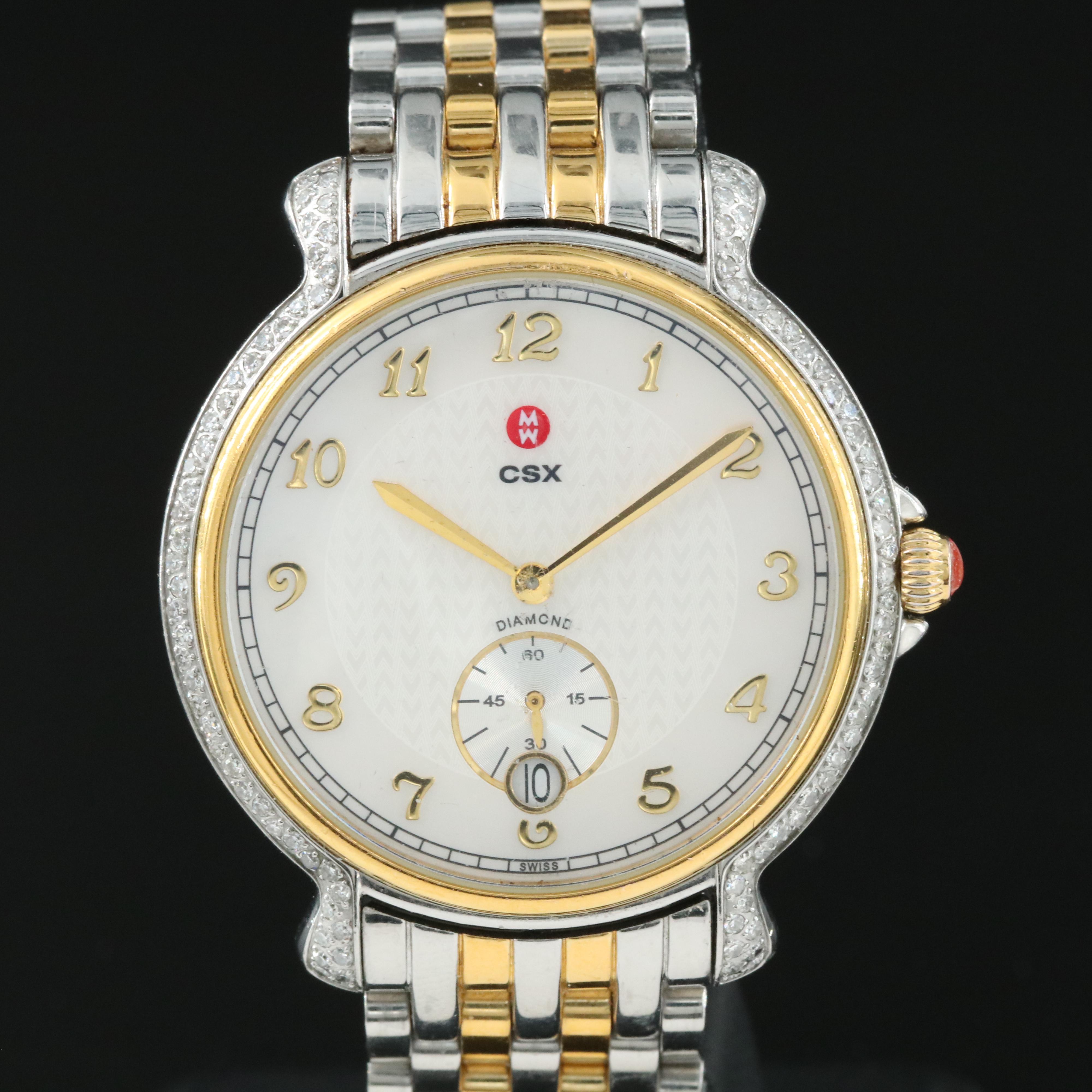 Michele CSX Diamond Two-Tone Stainless Steel Watch