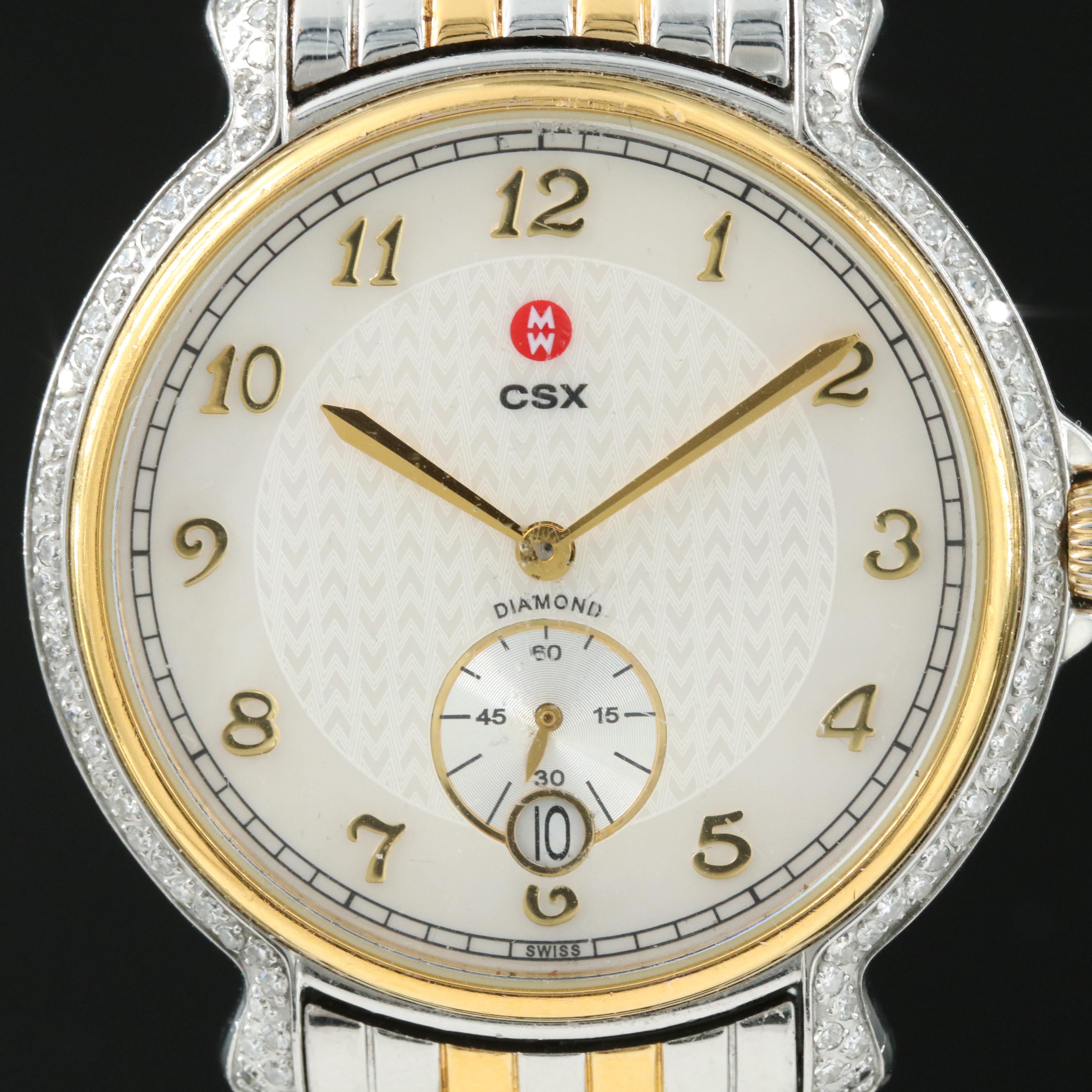 Michele CSX Diamond Two-Tone Stainless Steel Watch