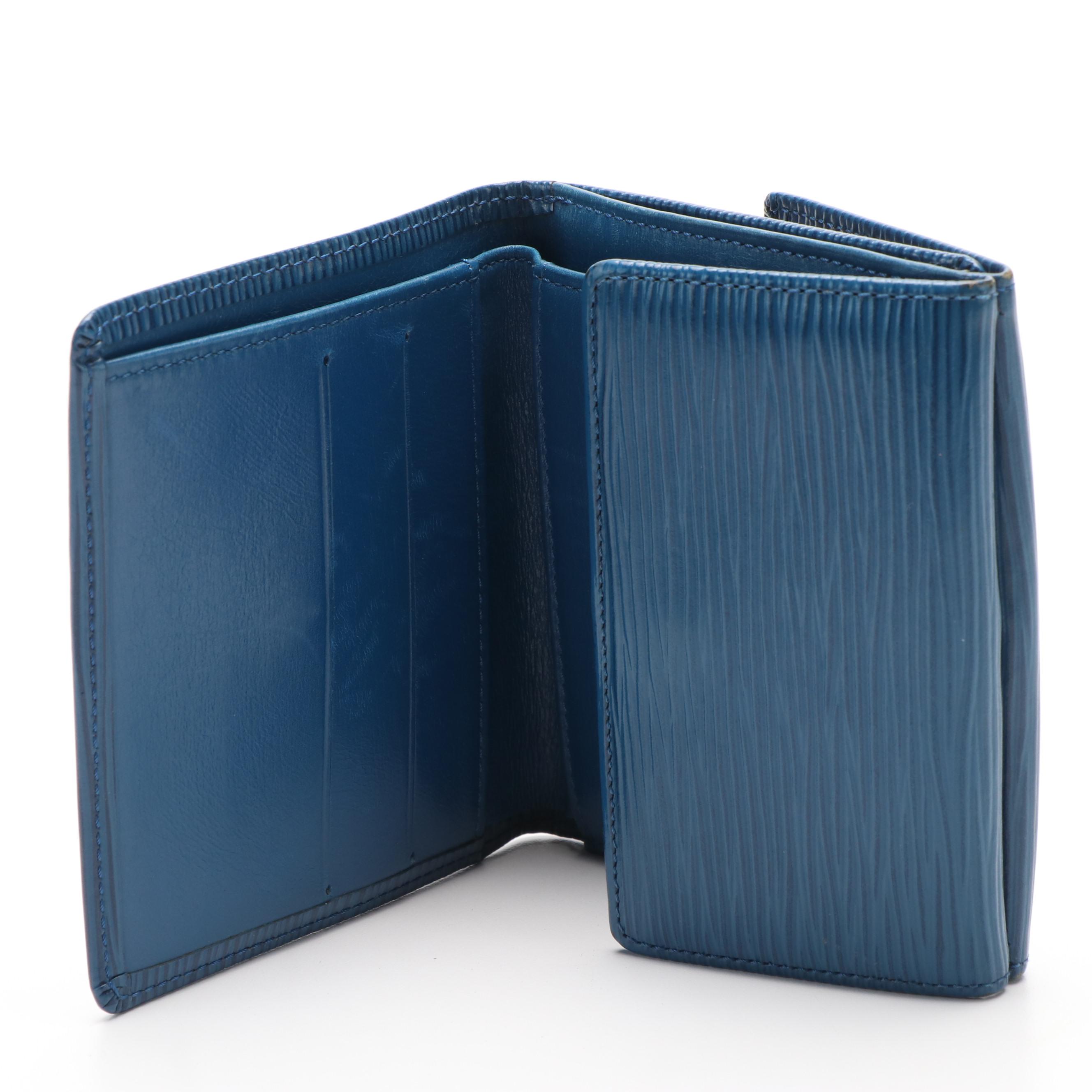 Louis Vuitton  Elise Blue Epi Leather Trifold Compact Wallet