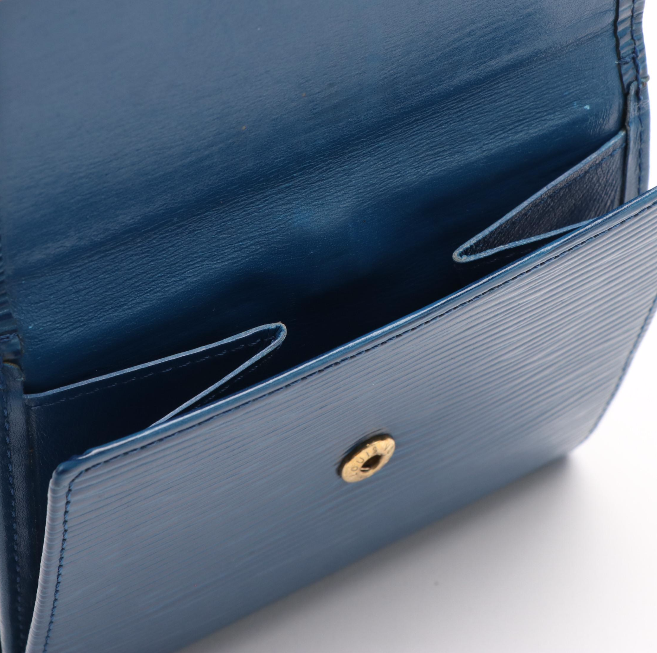 Louis Vuitton  Elise Blue Epi Leather Trifold Compact Wallet