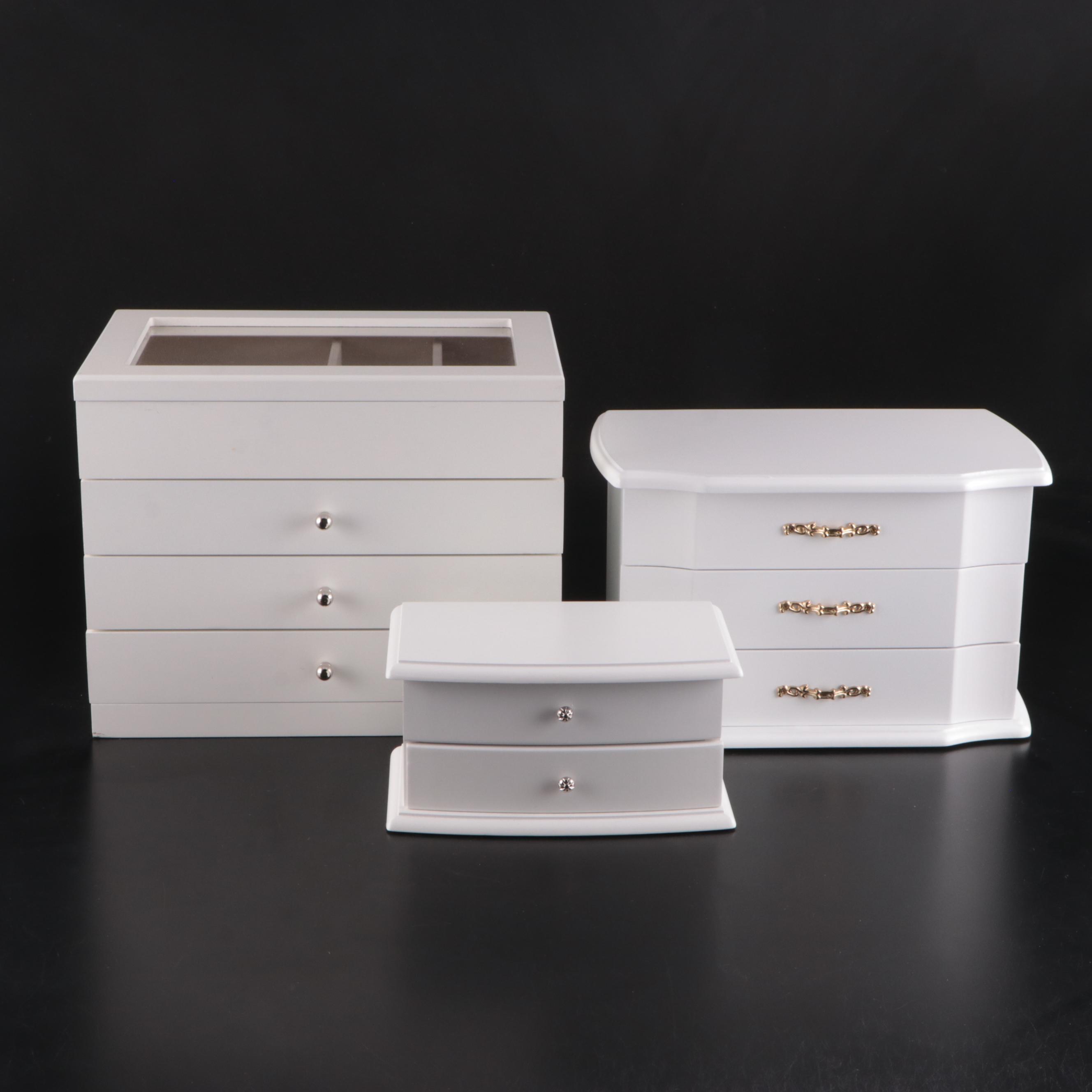 White Wooden Jewelry Boxes including Musical Box