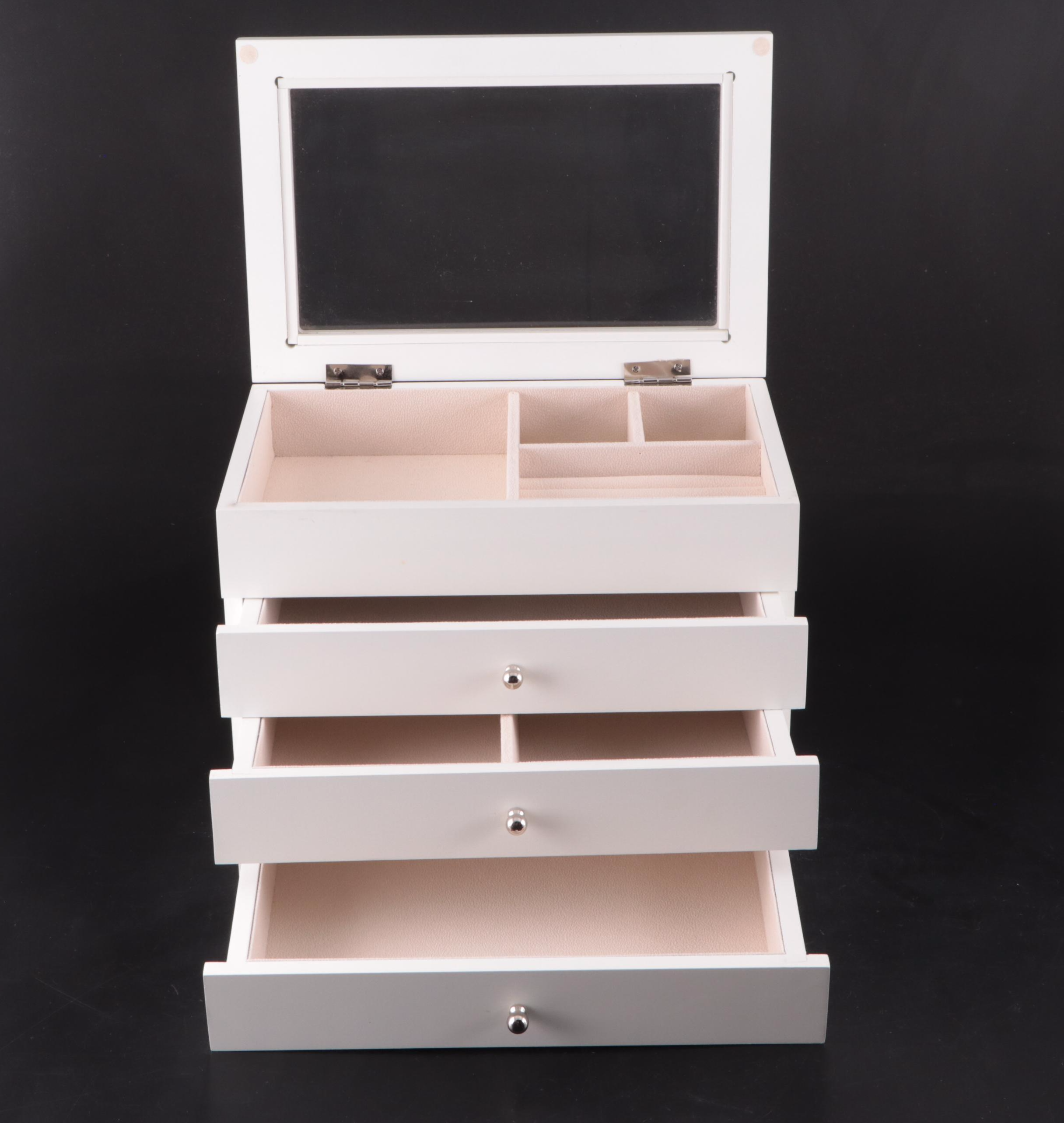 White Wooden Jewelry Boxes including Musical Box
