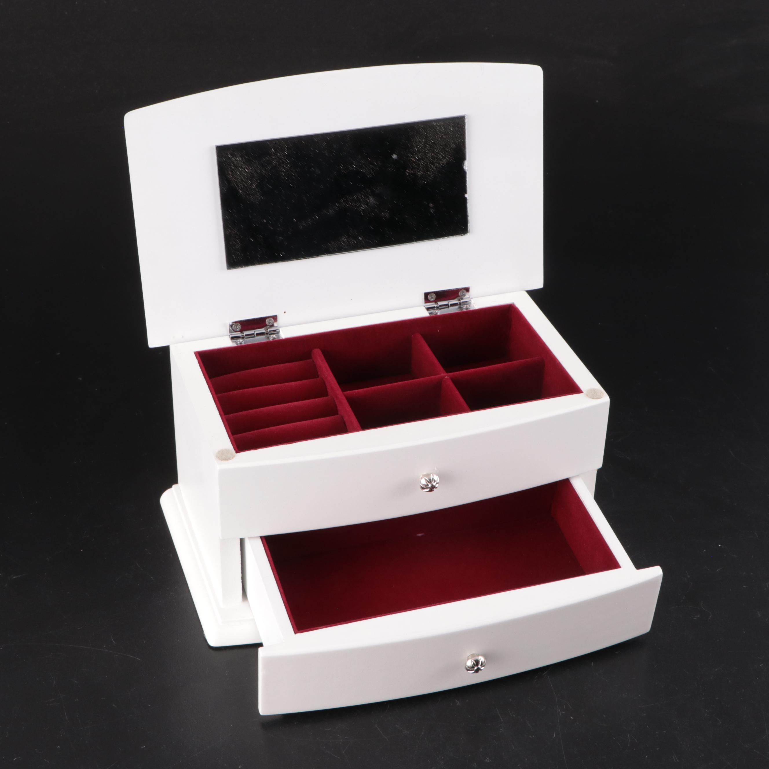White Wooden Jewelry Boxes including Musical Box