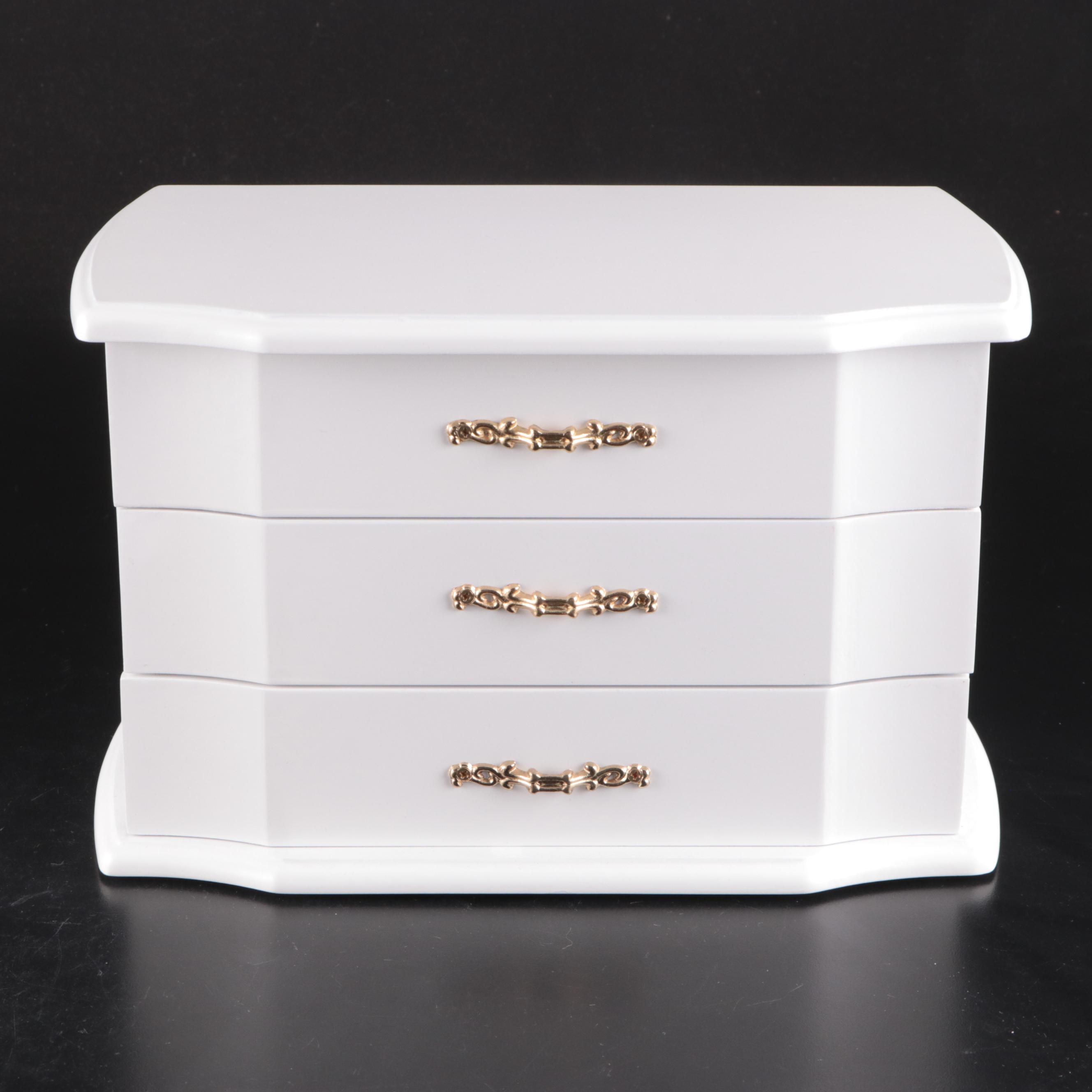 White Wooden Jewelry Boxes including Musical Box
