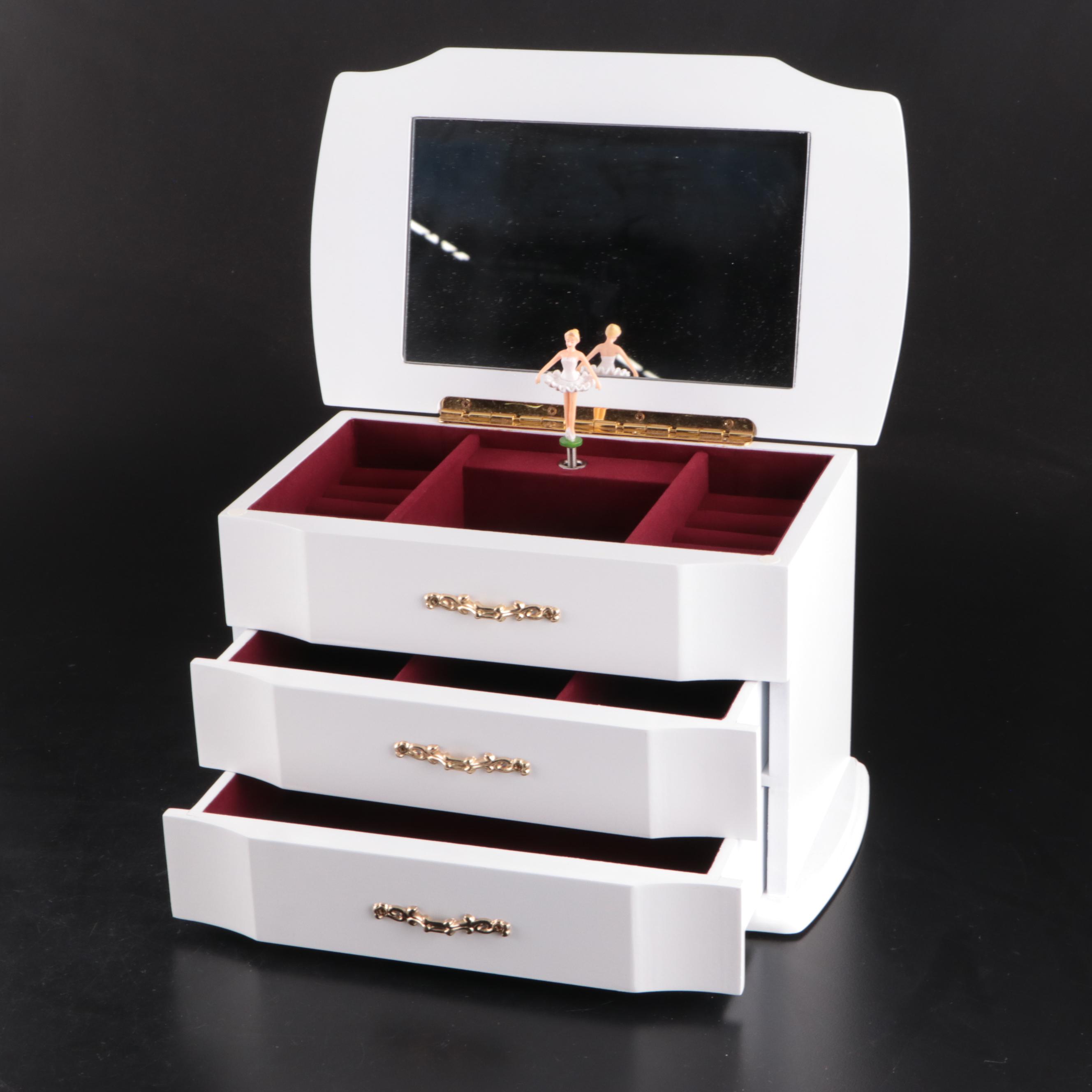 White Wooden Jewelry Boxes including Musical Box