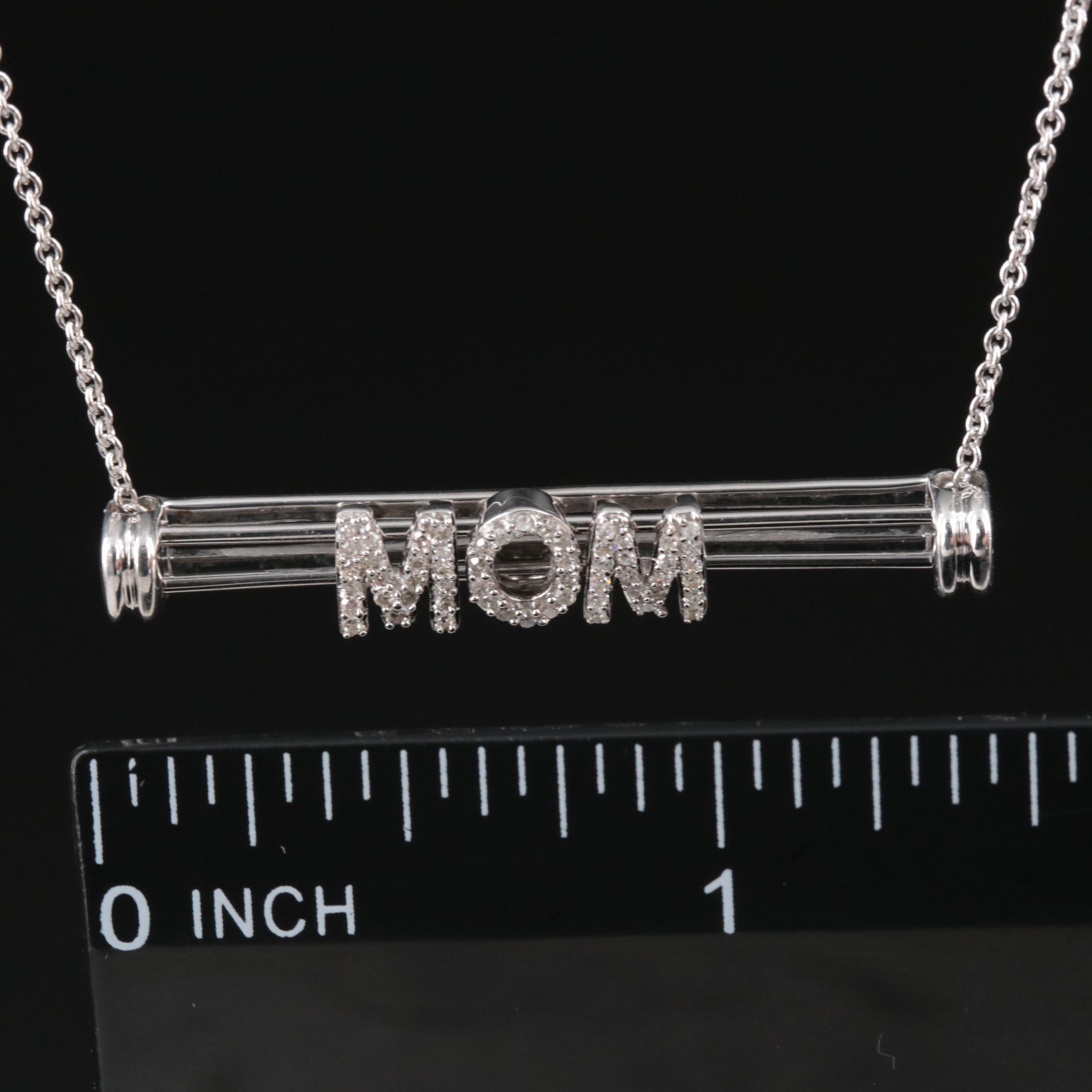 Sterling Diamond MOM Necklace