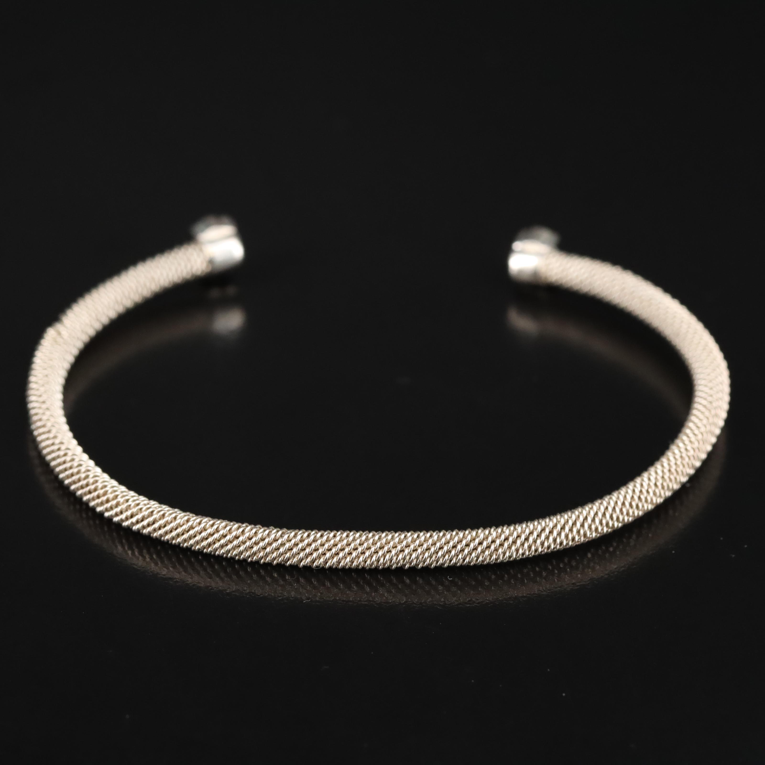 Tous Sterling Mesh Bracelet Bear Motif Cuff