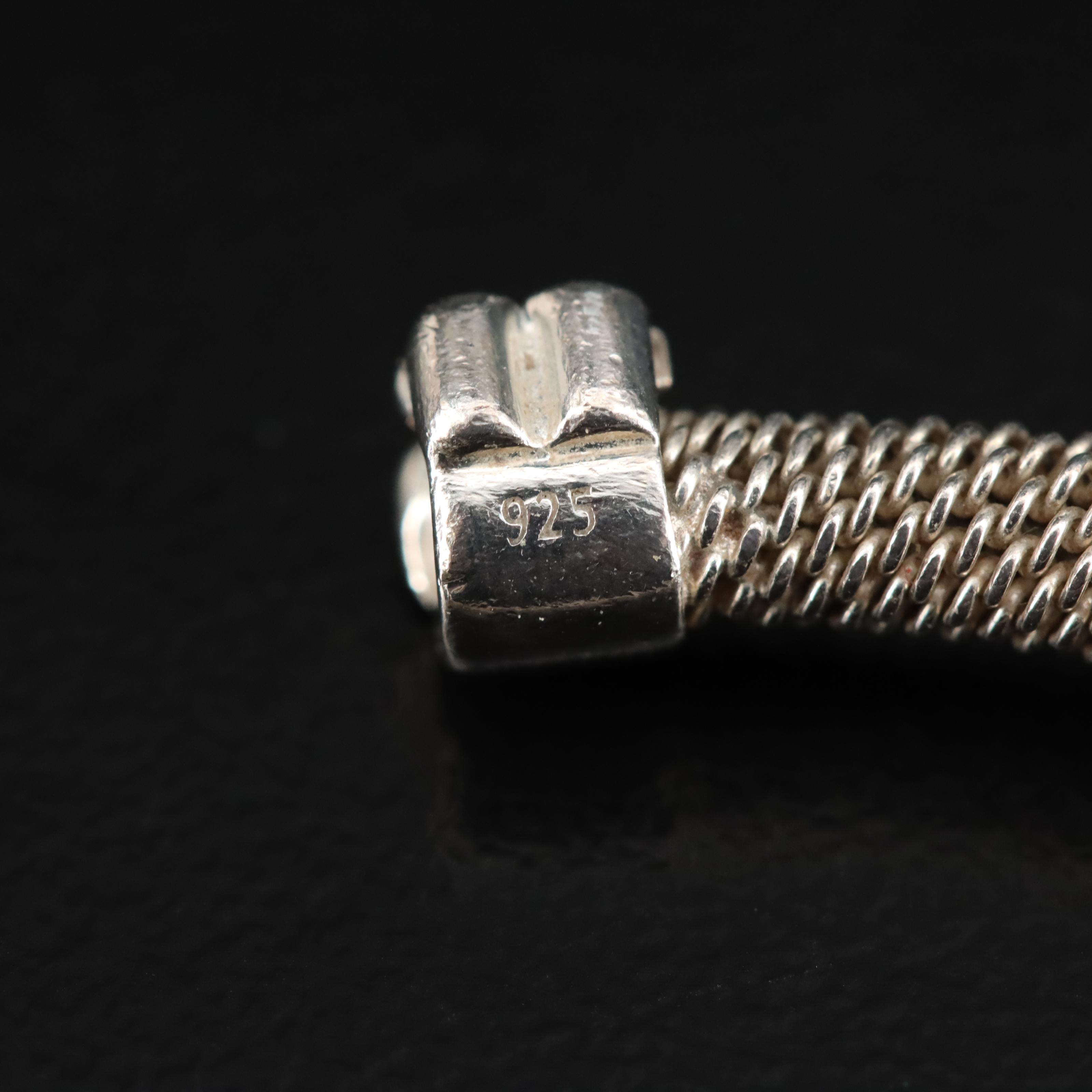 Tous Sterling Mesh Bracelet Bear Motif Cuff