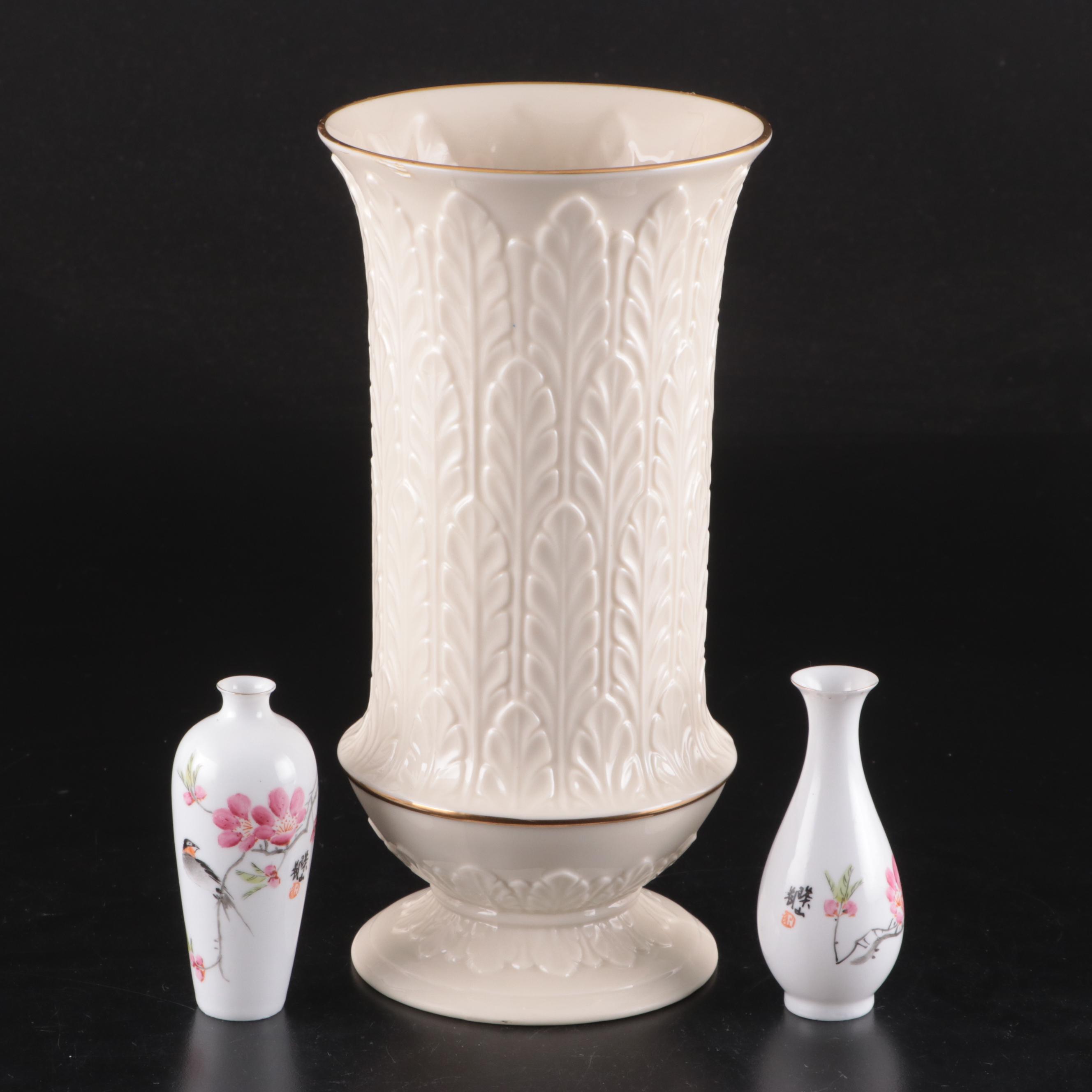 Lenox "Autumn Leaf Collection" Porcelain Vase with Miniature Porcelain Bud Vases