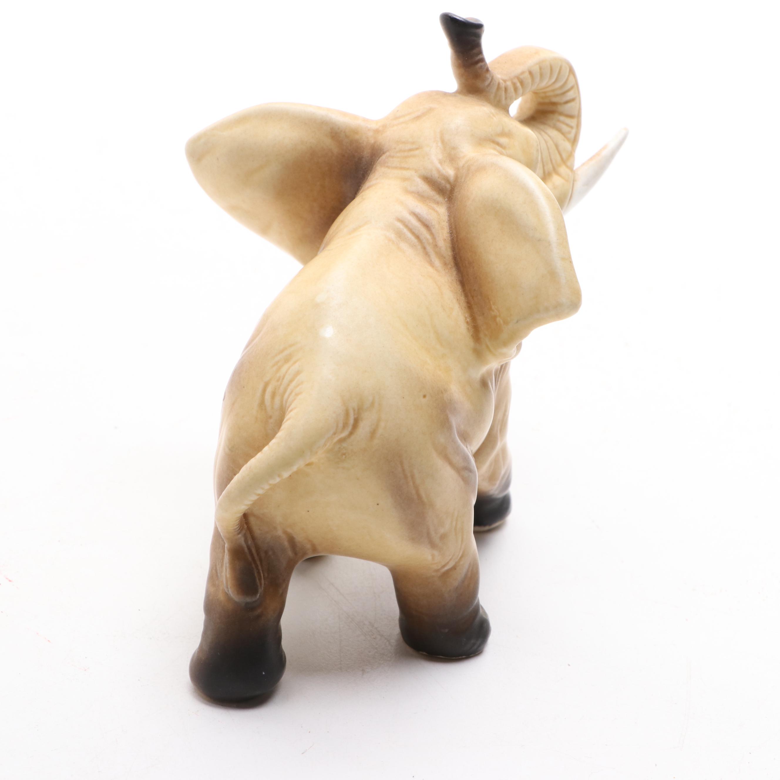 Lefton, Homco and Other Porcelain, Composite and Wood Elephant Figurines