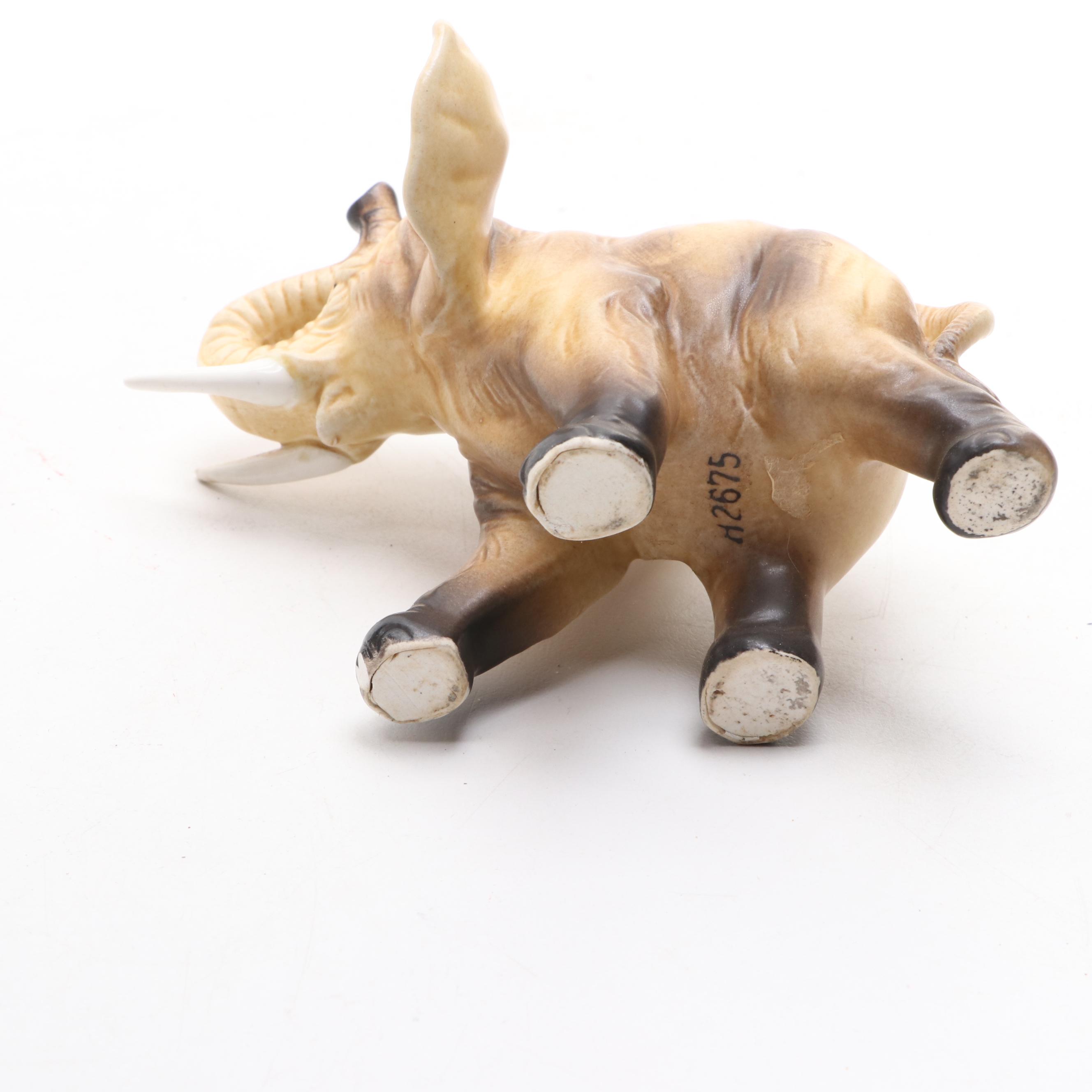 Lefton, Homco and Other Porcelain, Composite and Wood Elephant Figurines