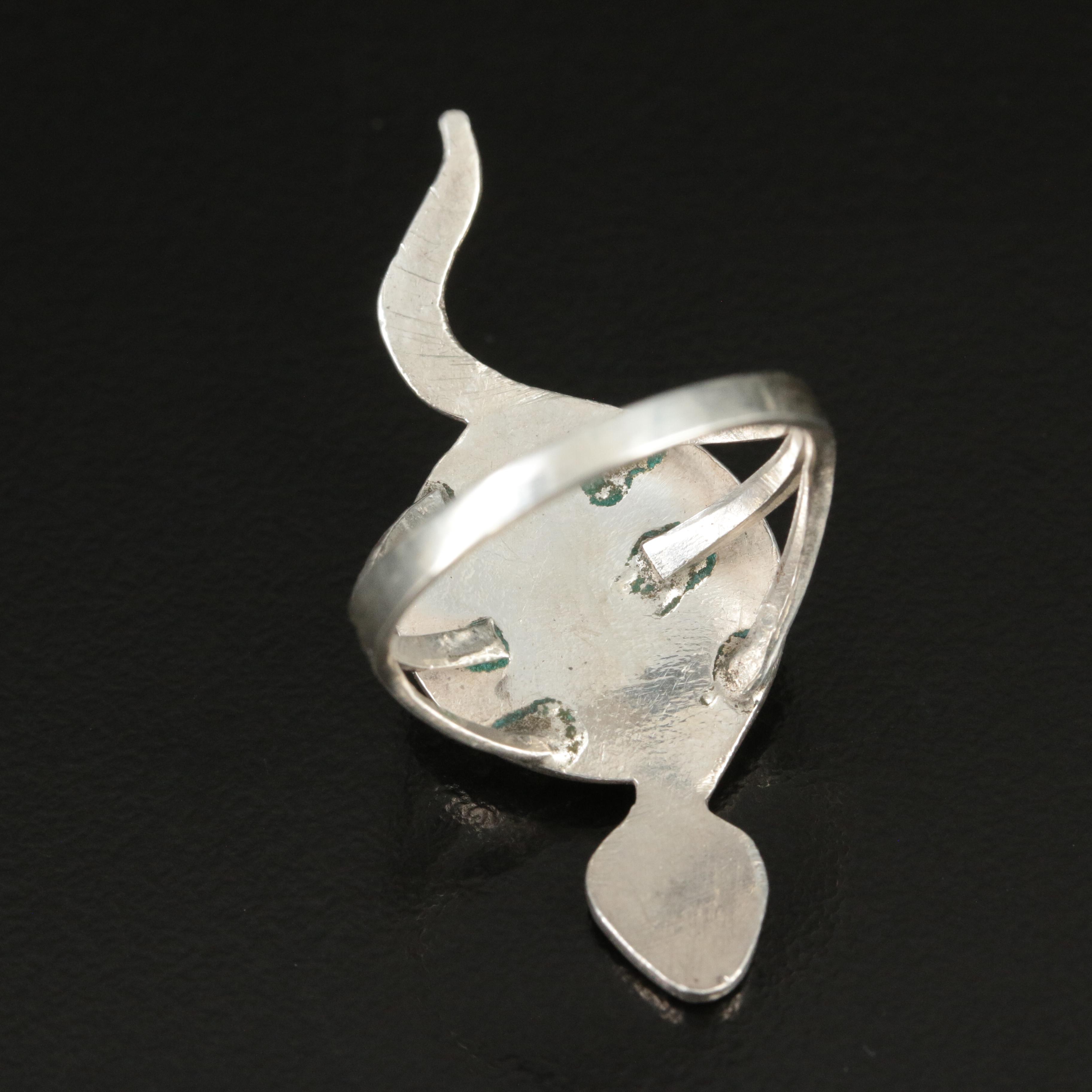 Western Style Sterling Turquoise Snake Ring