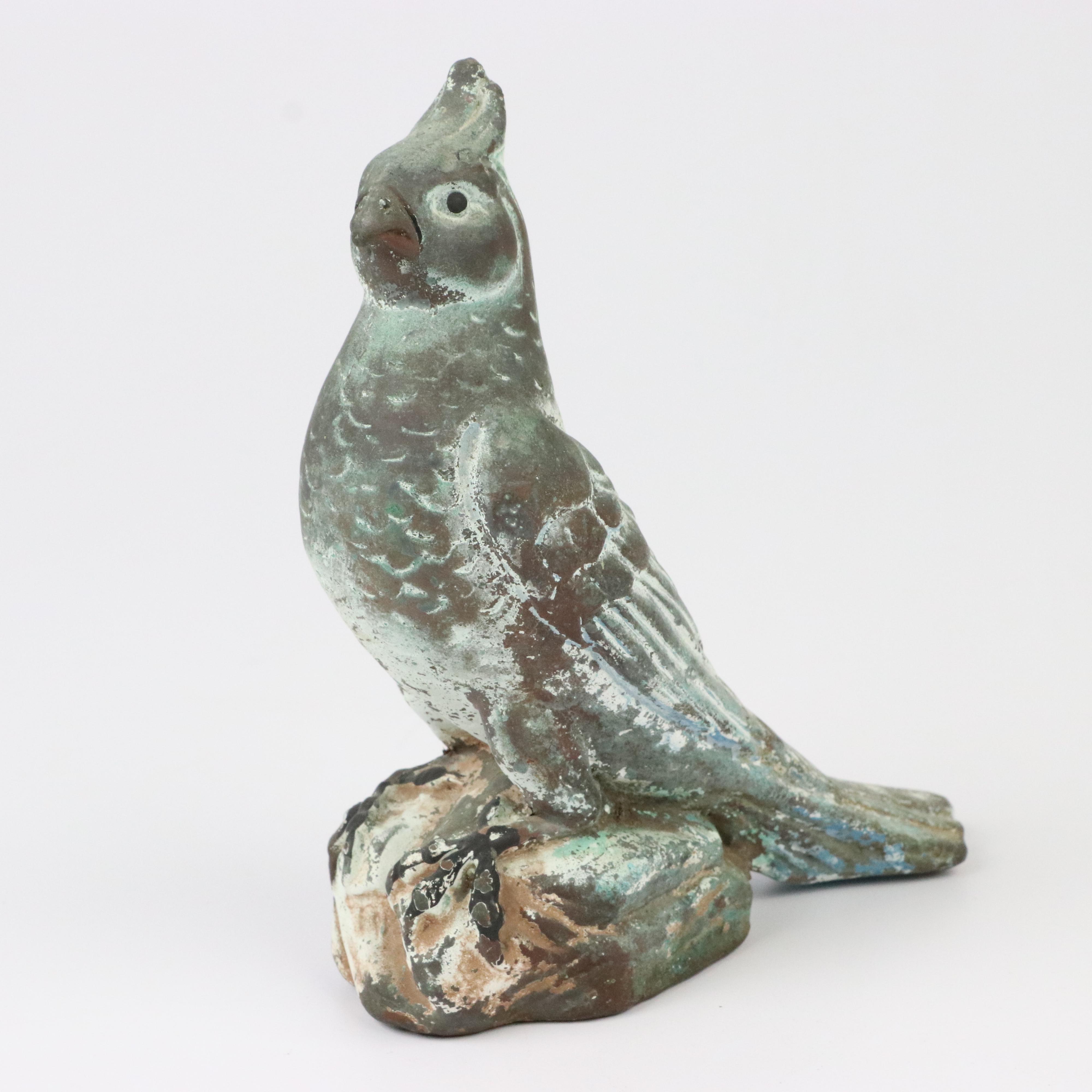 Painted Cast Iron Dumbbells and Ceramic Blue Jay EBTH