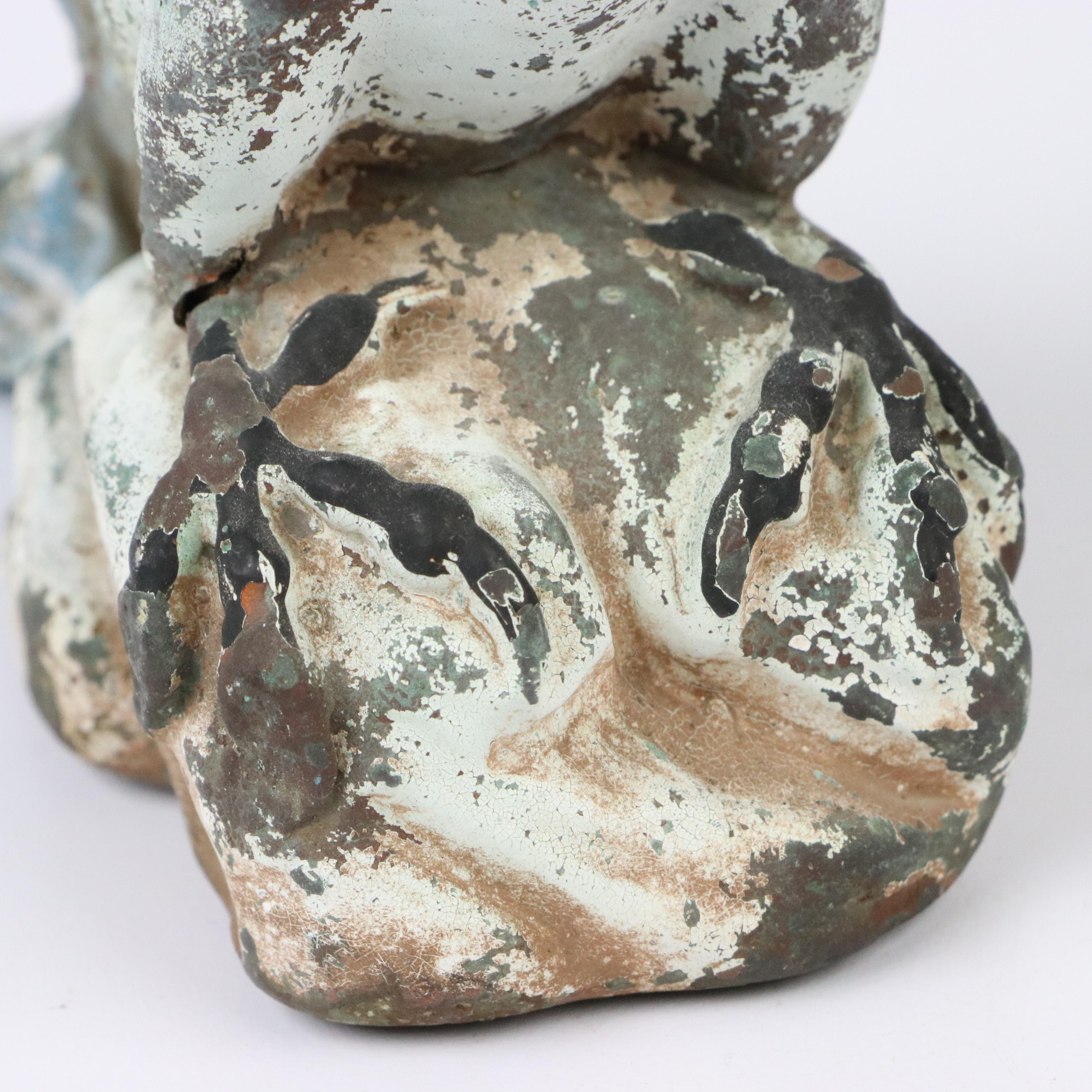 Painted Cast Iron Dumbbells and Ceramic Blue Jay EBTH