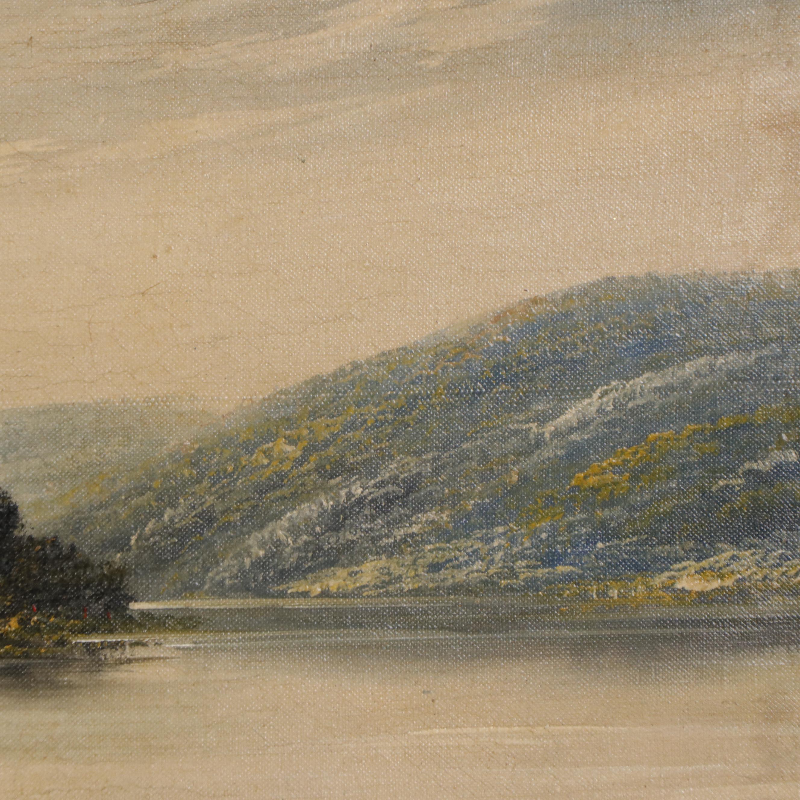 Bucolic Landscape Oil Painting of Boat on the River