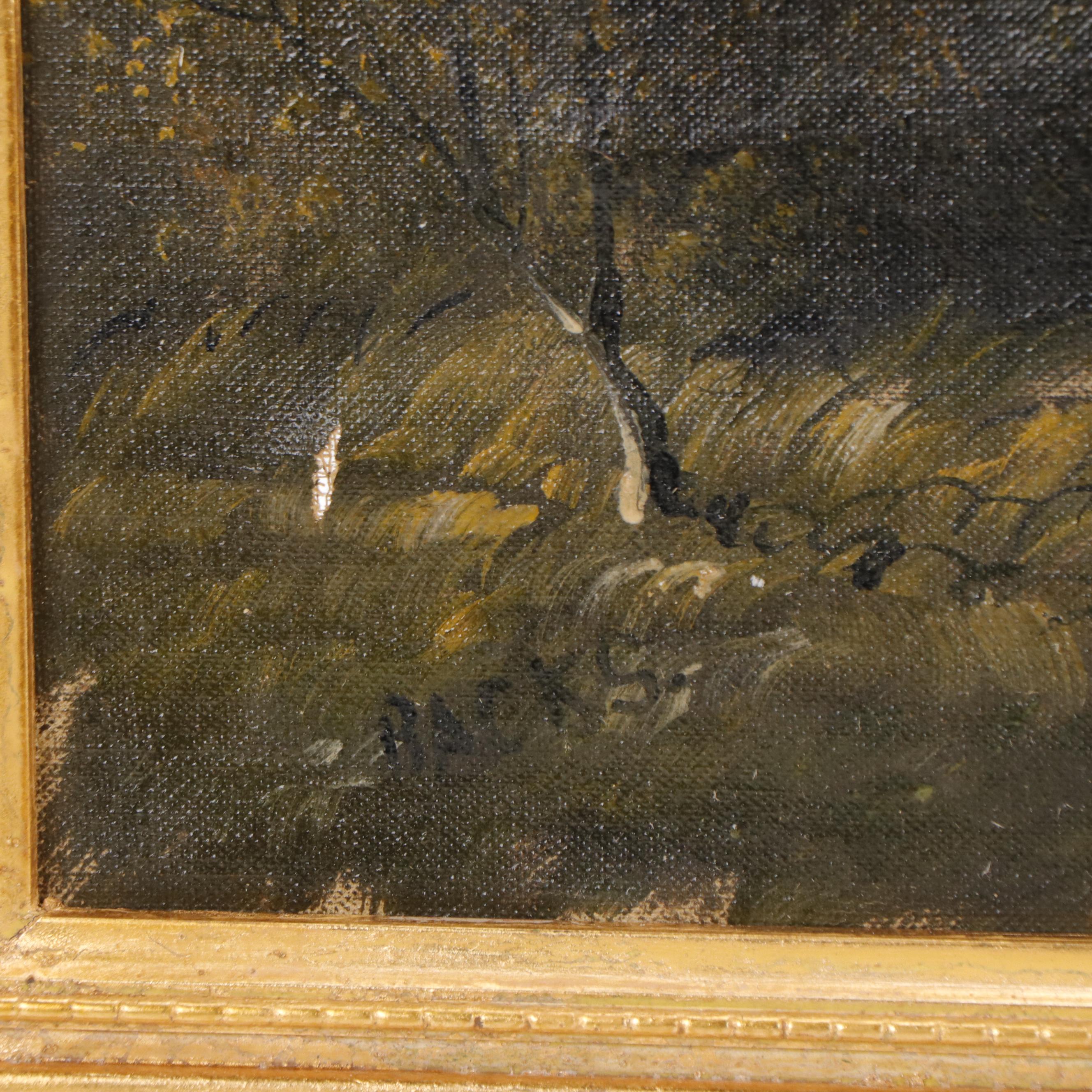 Bucolic Landscape Oil Painting of Boat on the River