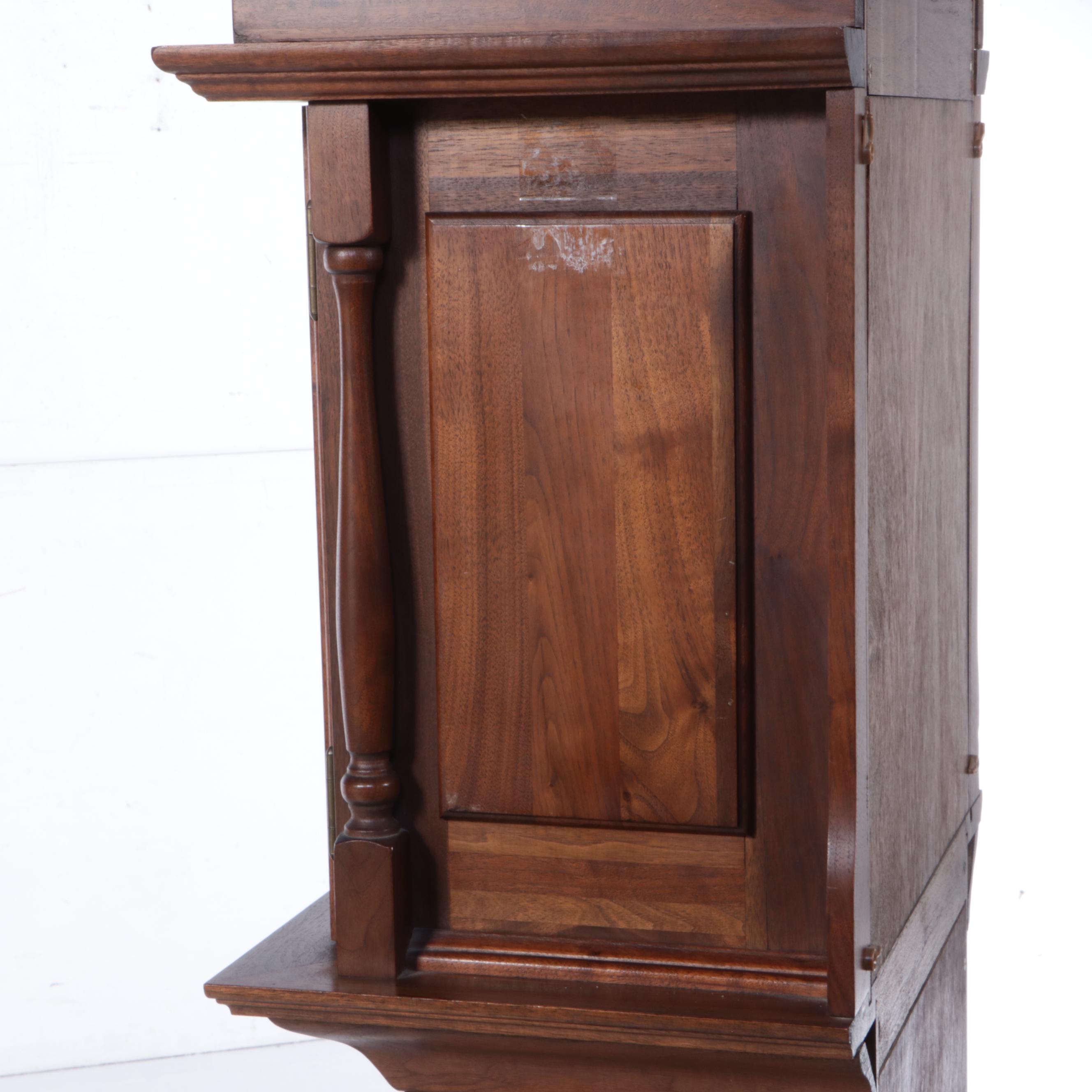 Emperor Clock Co. Walnut Cased Grandfather Clock, Late 20th Century