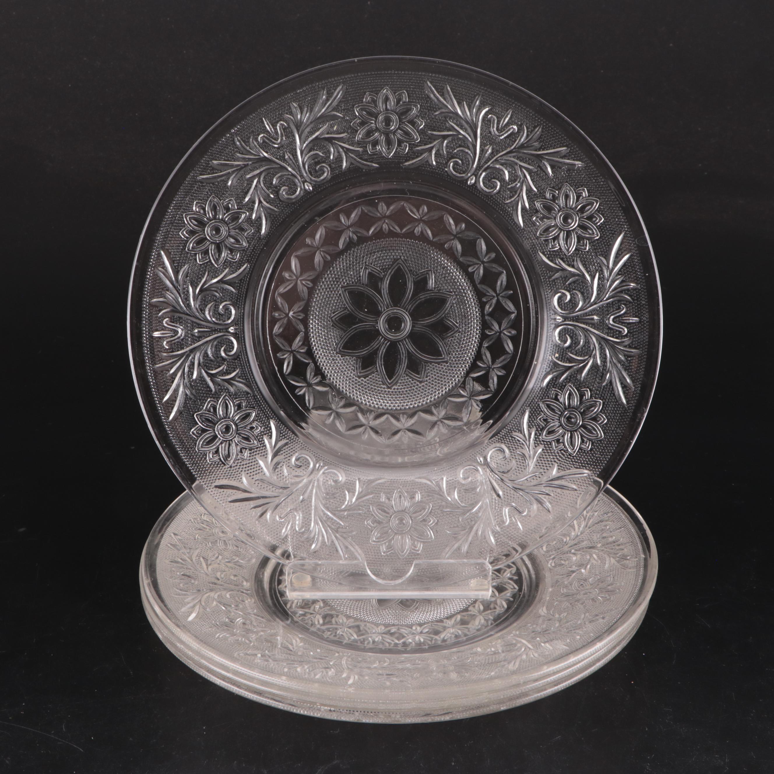 Indiana Glass "Sandwich" Dishes with Other Pressed Glass Plates and Salt Cellars