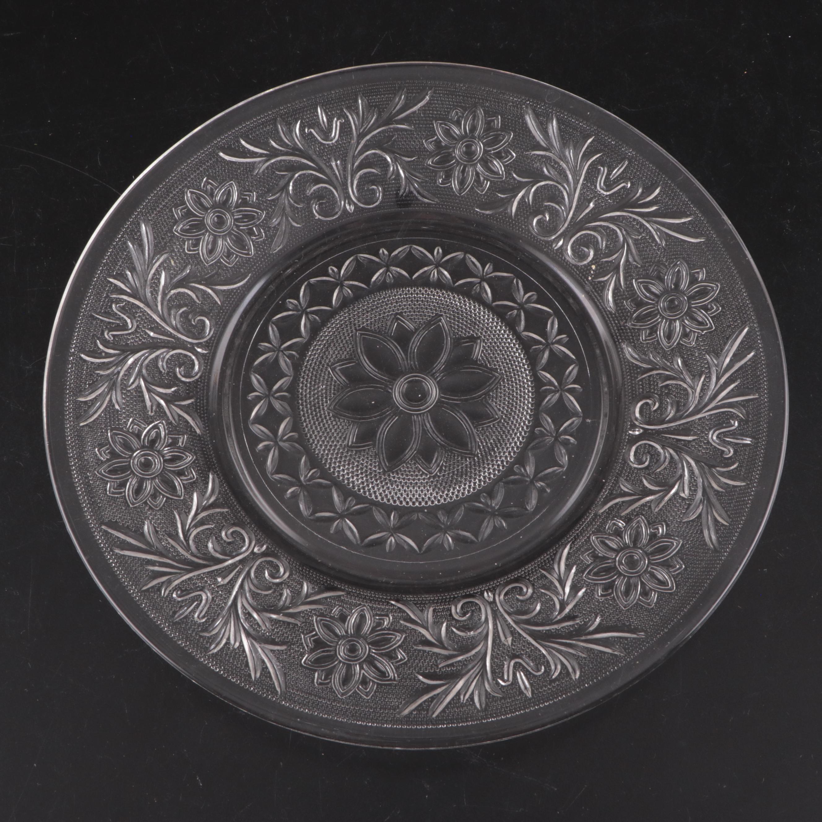 Indiana Glass "Sandwich" Dishes with Other Pressed Glass Plates and Salt Cellars