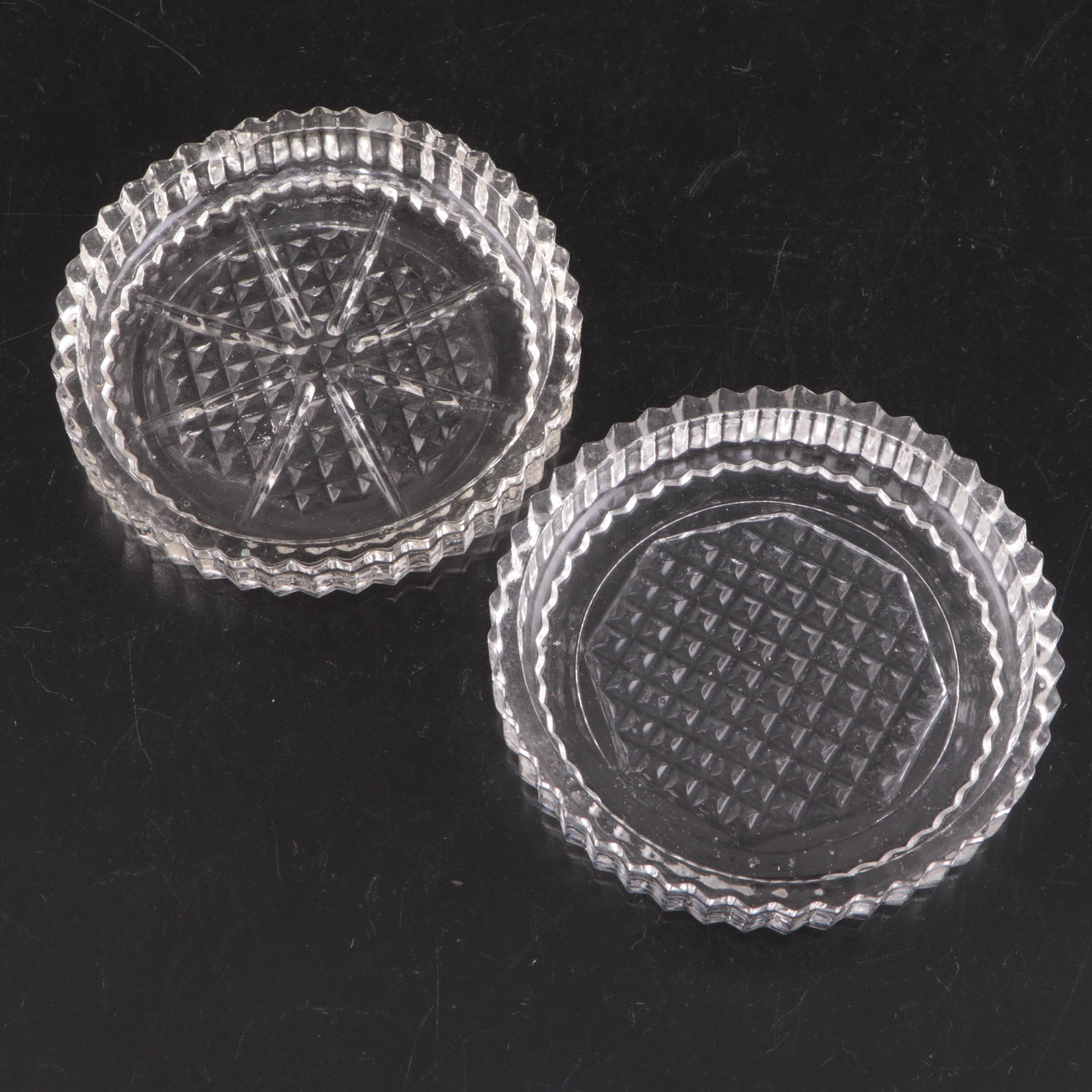 Indiana Glass "Sandwich" Dishes with Other Pressed Glass Plates and Salt Cellars