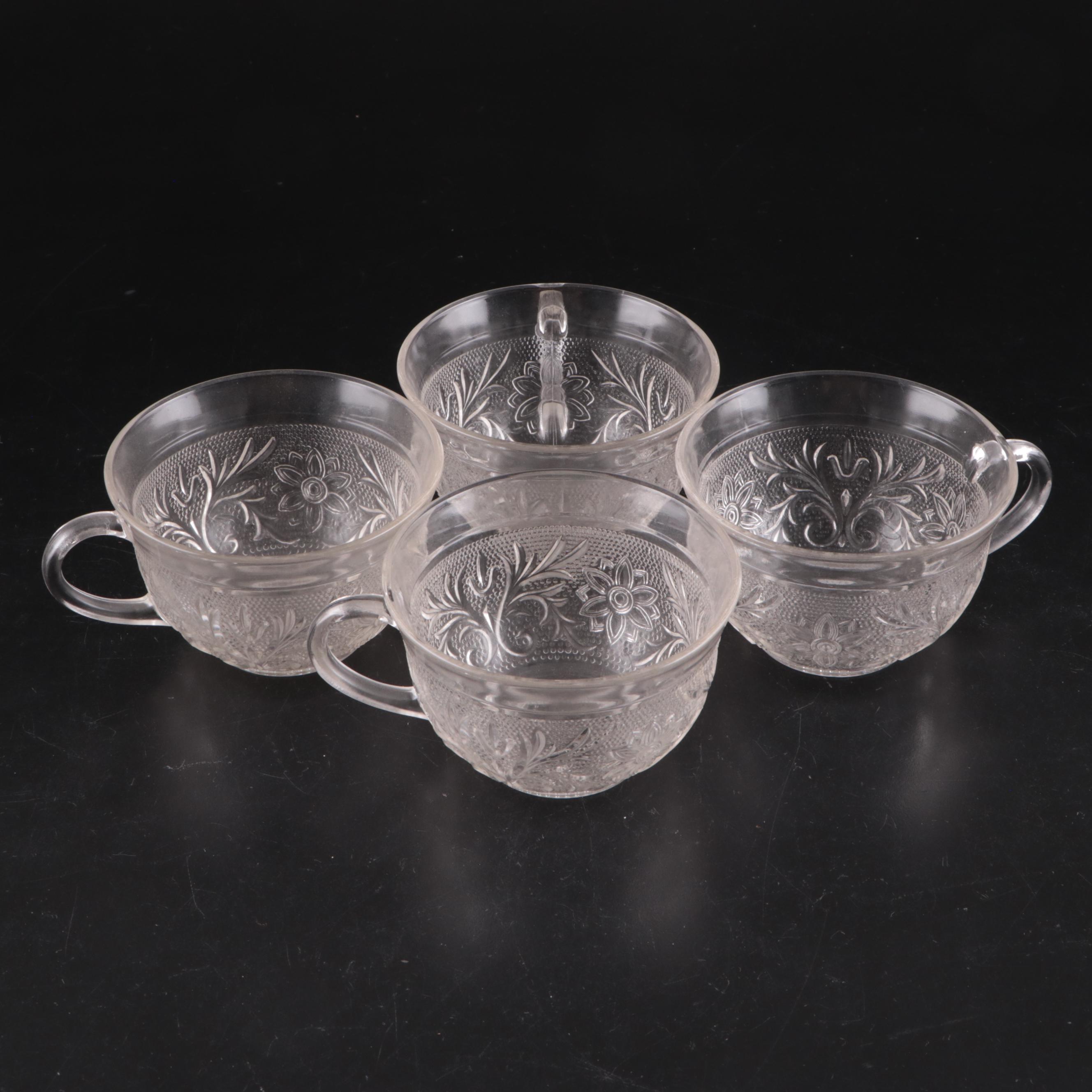 Indiana Glass "Sandwich" Dishes with Other Pressed Glass Plates and Salt Cellars