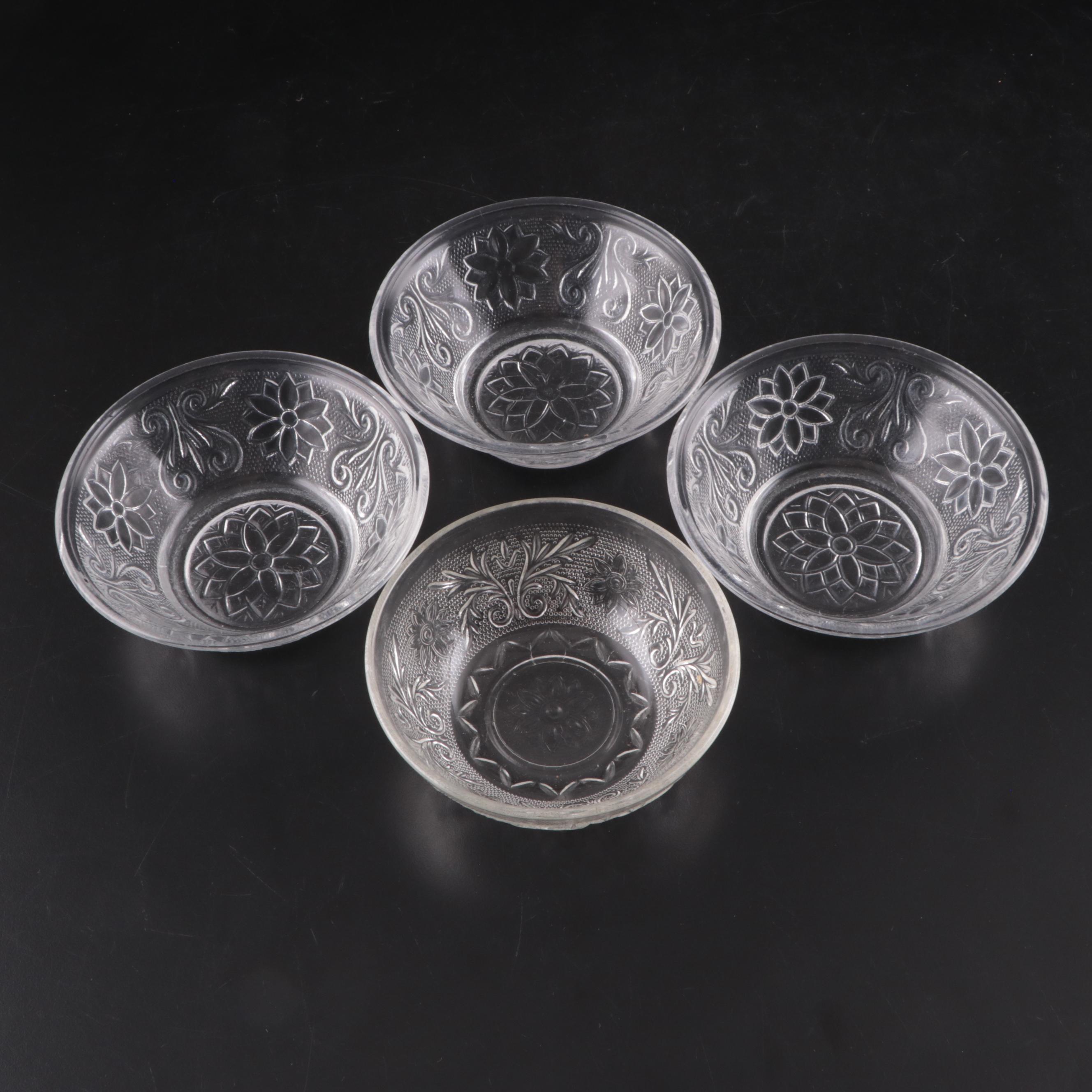 Indiana Glass "Sandwich" Dishes with Other Pressed Glass Plates and Salt Cellars