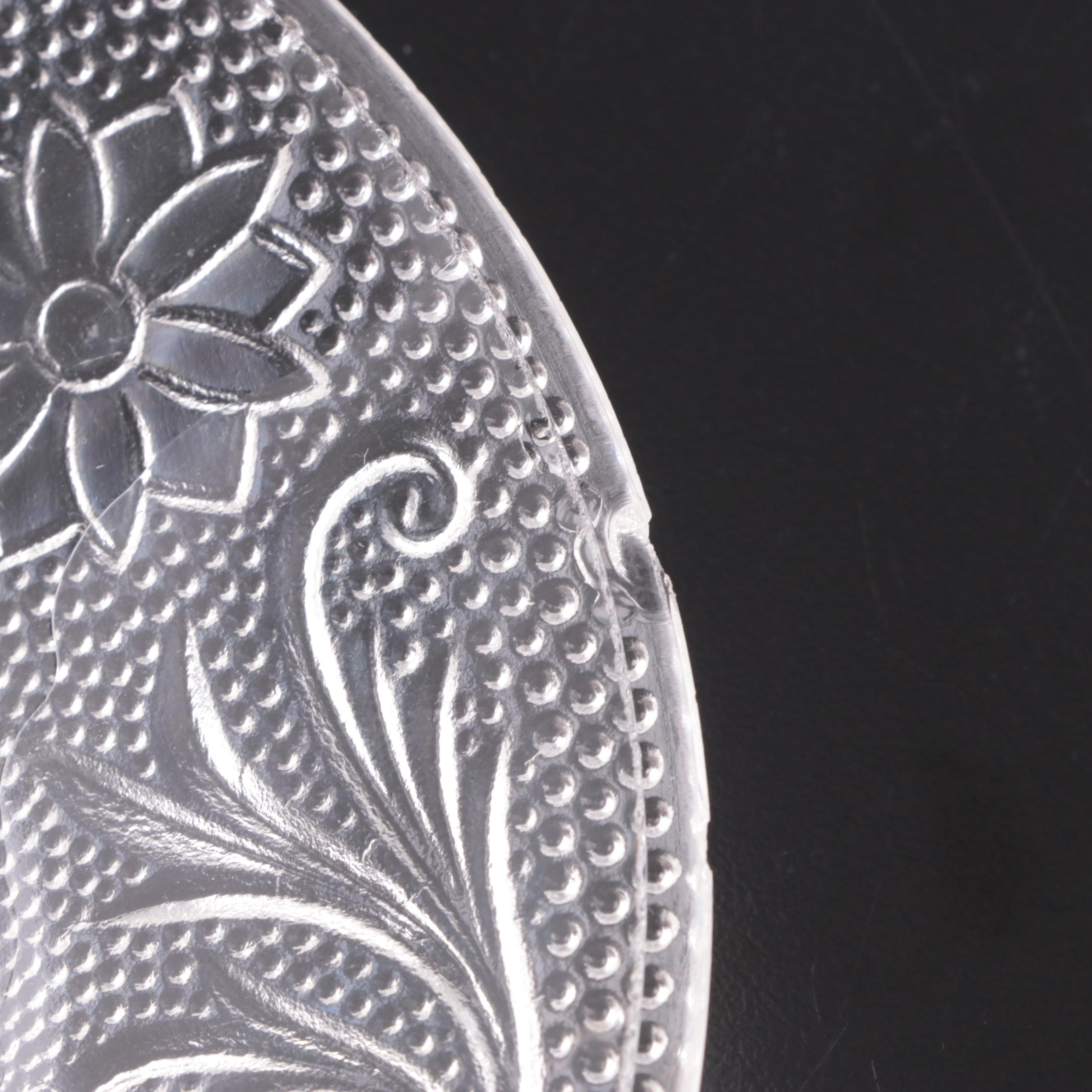 Indiana Glass "Sandwich" Dishes with Other Pressed Glass Plates and Salt Cellars