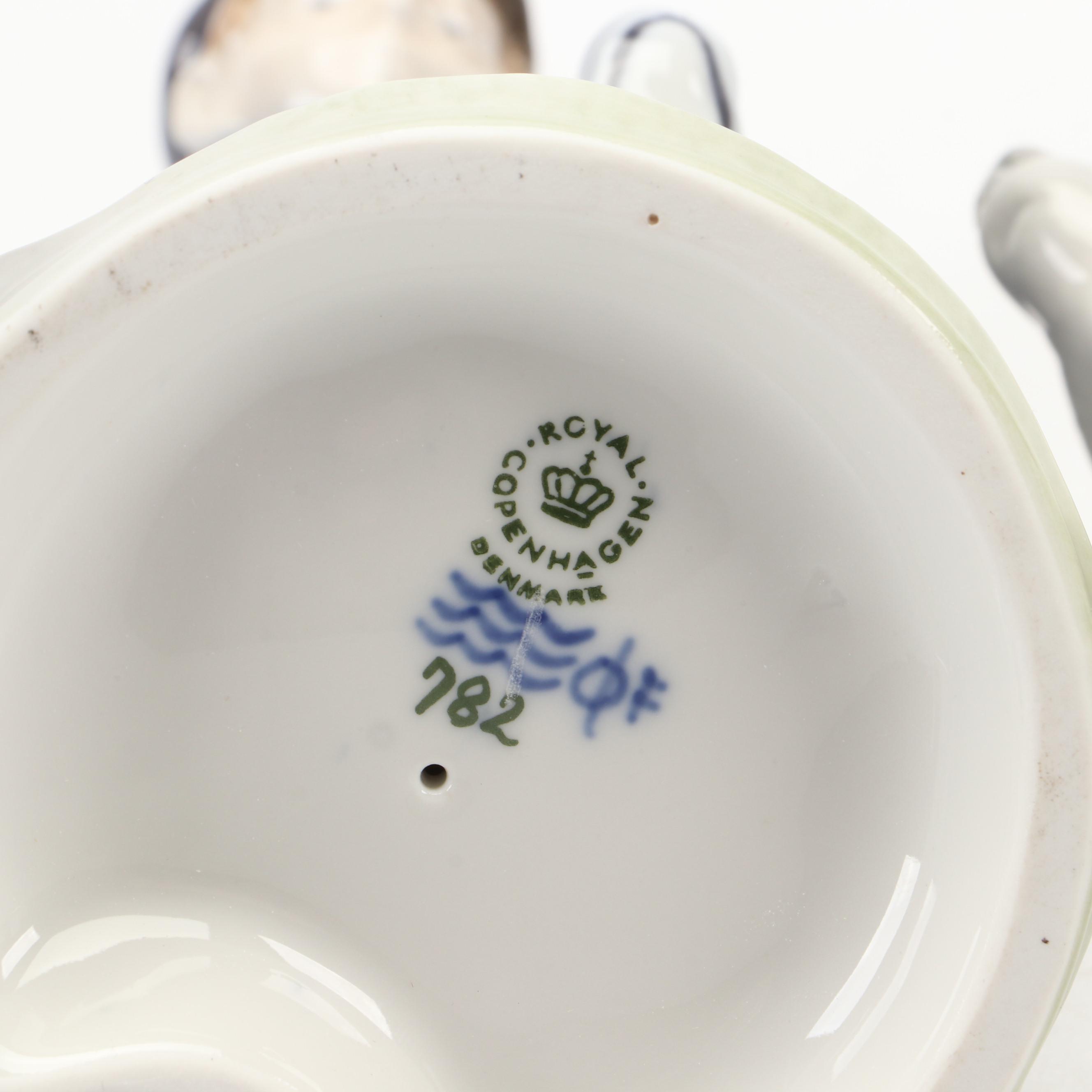 Royal Copenhagen "Shepherd Boy with Dog" with Other Porcelain Figurines