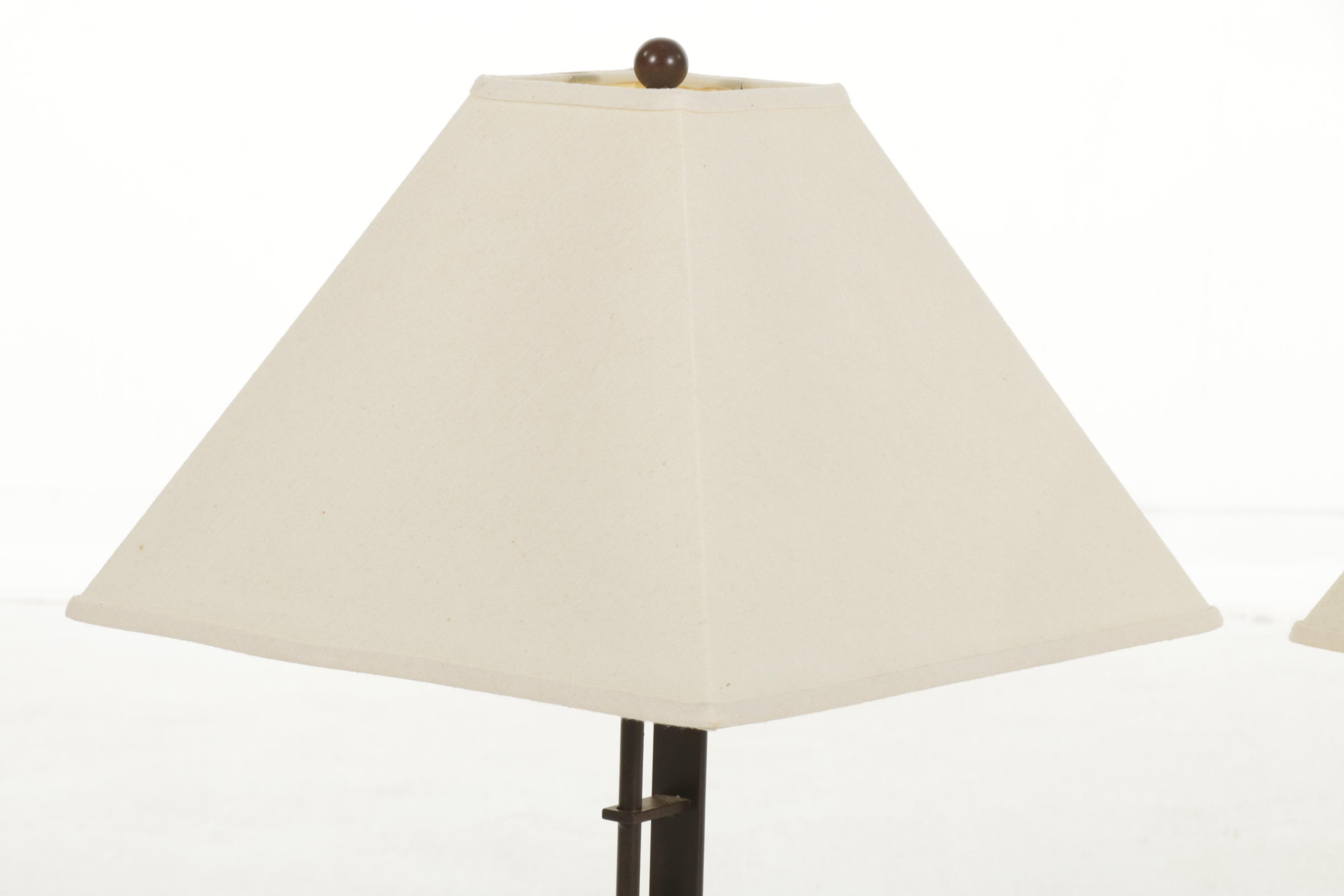 Black Metal Table Lamps With Pyramid Shades, Late 20th Century