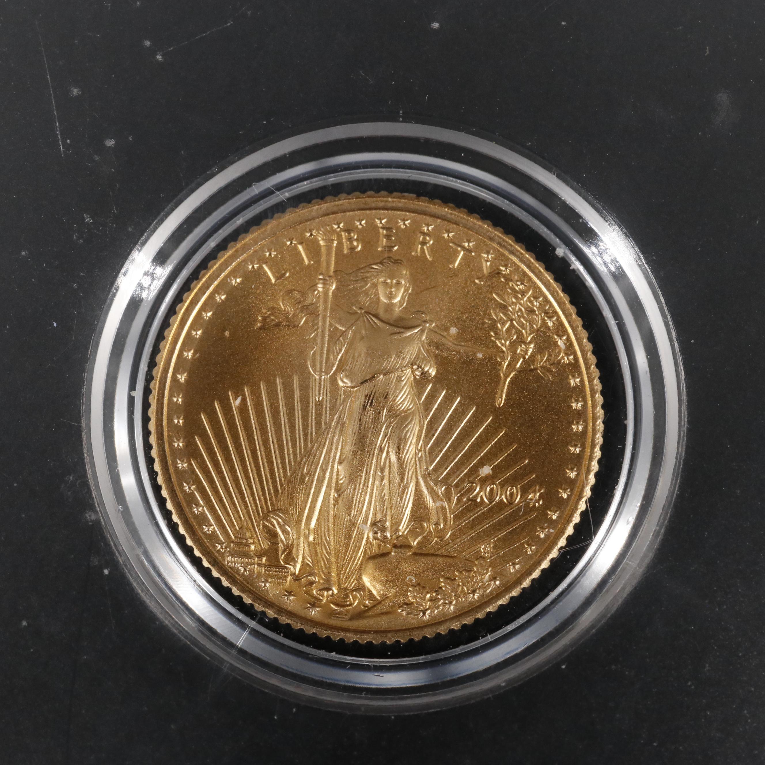 Group of Five 2004 United States One Tenth Ounce Gold Eagles